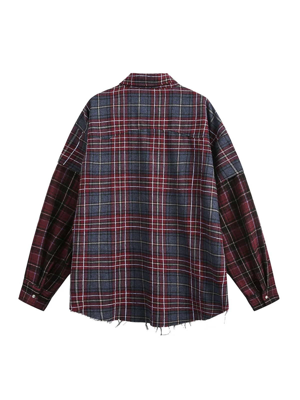 Retro Faux Two-Piece Plaid Shirt