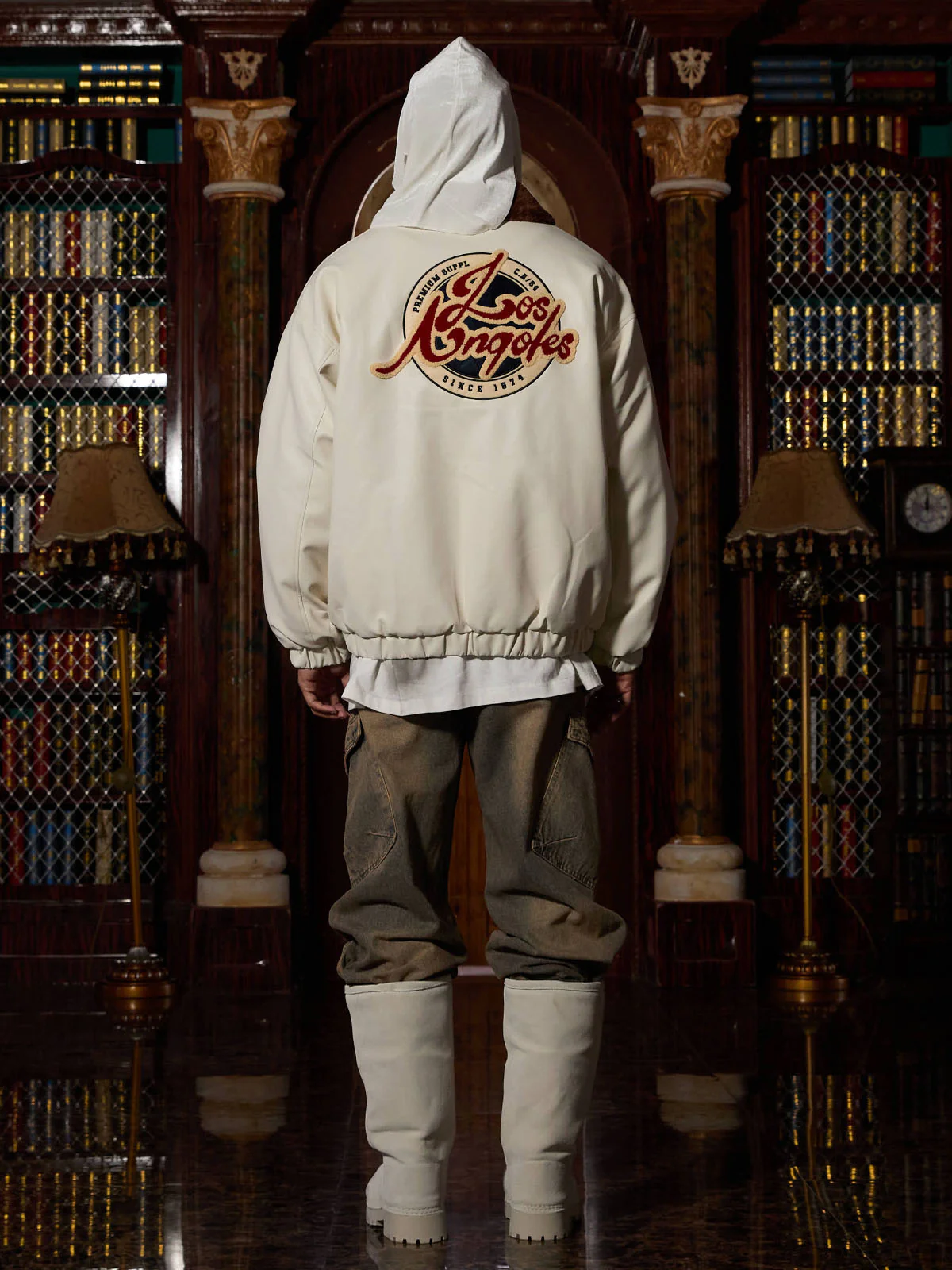 Thesupermade Embroidered Fur Collar PU leather Quilted Jacket - 2272