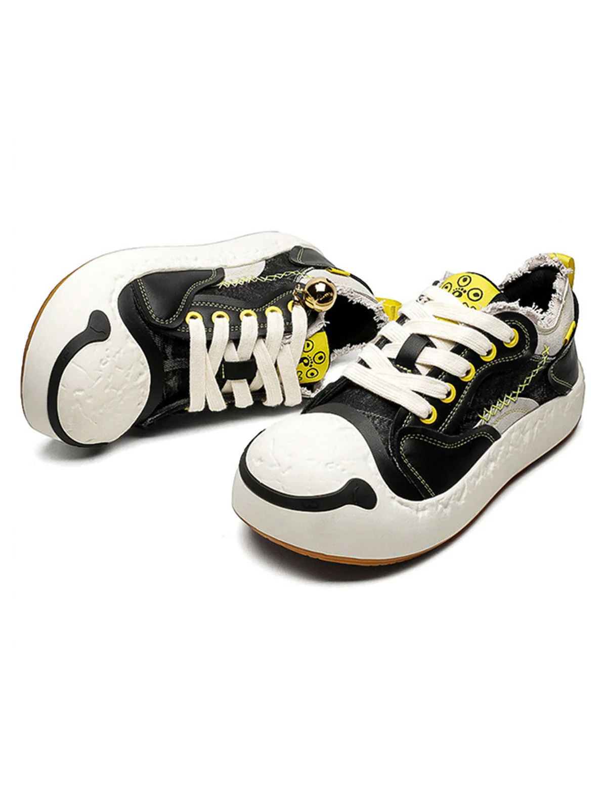 Fun Big Toe Leather Spliced Sneakers