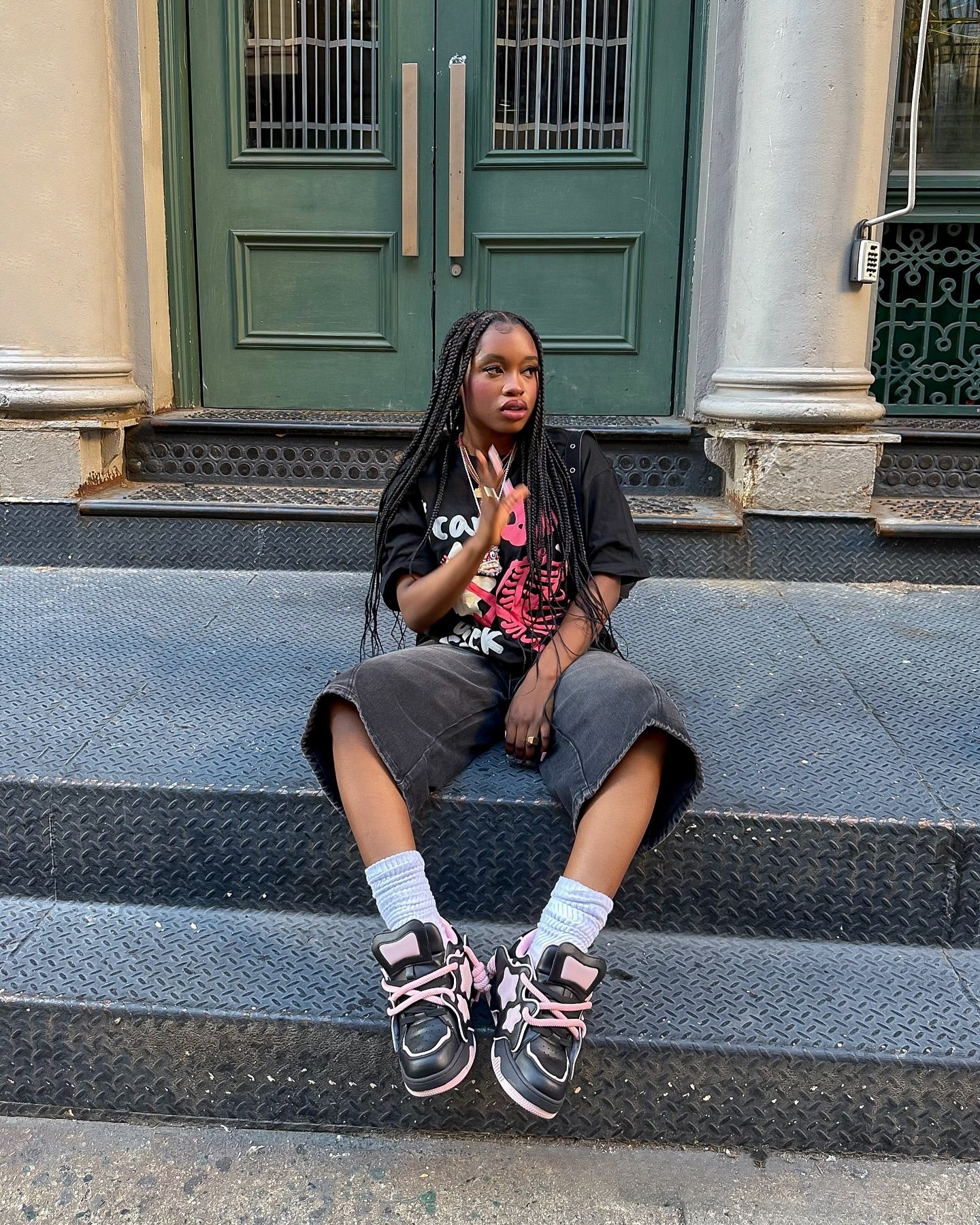 Thesupermade Made Retro Skull Letter Foam T-shirt - 2001