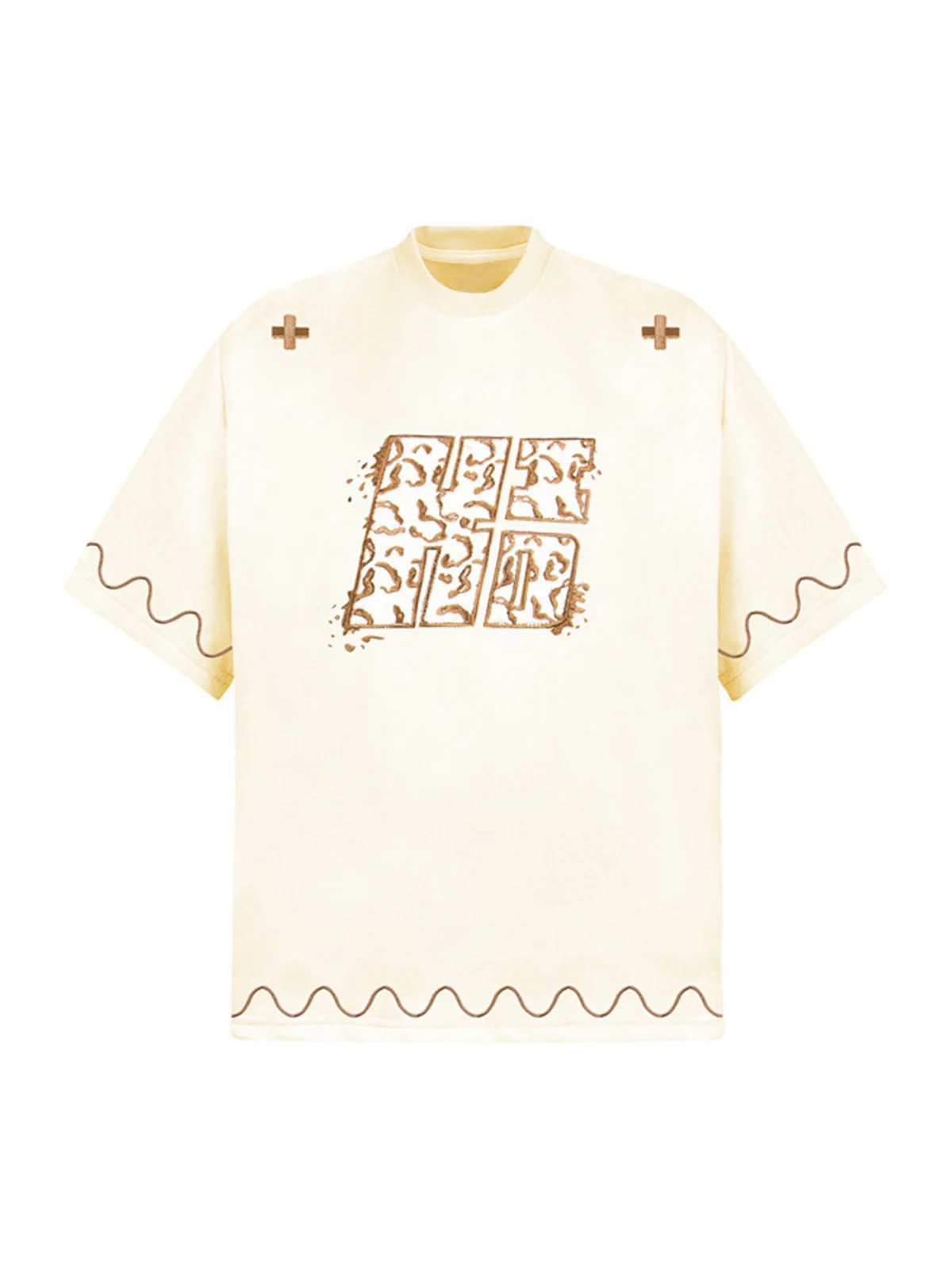 Cross and Wave Print T-Shirt