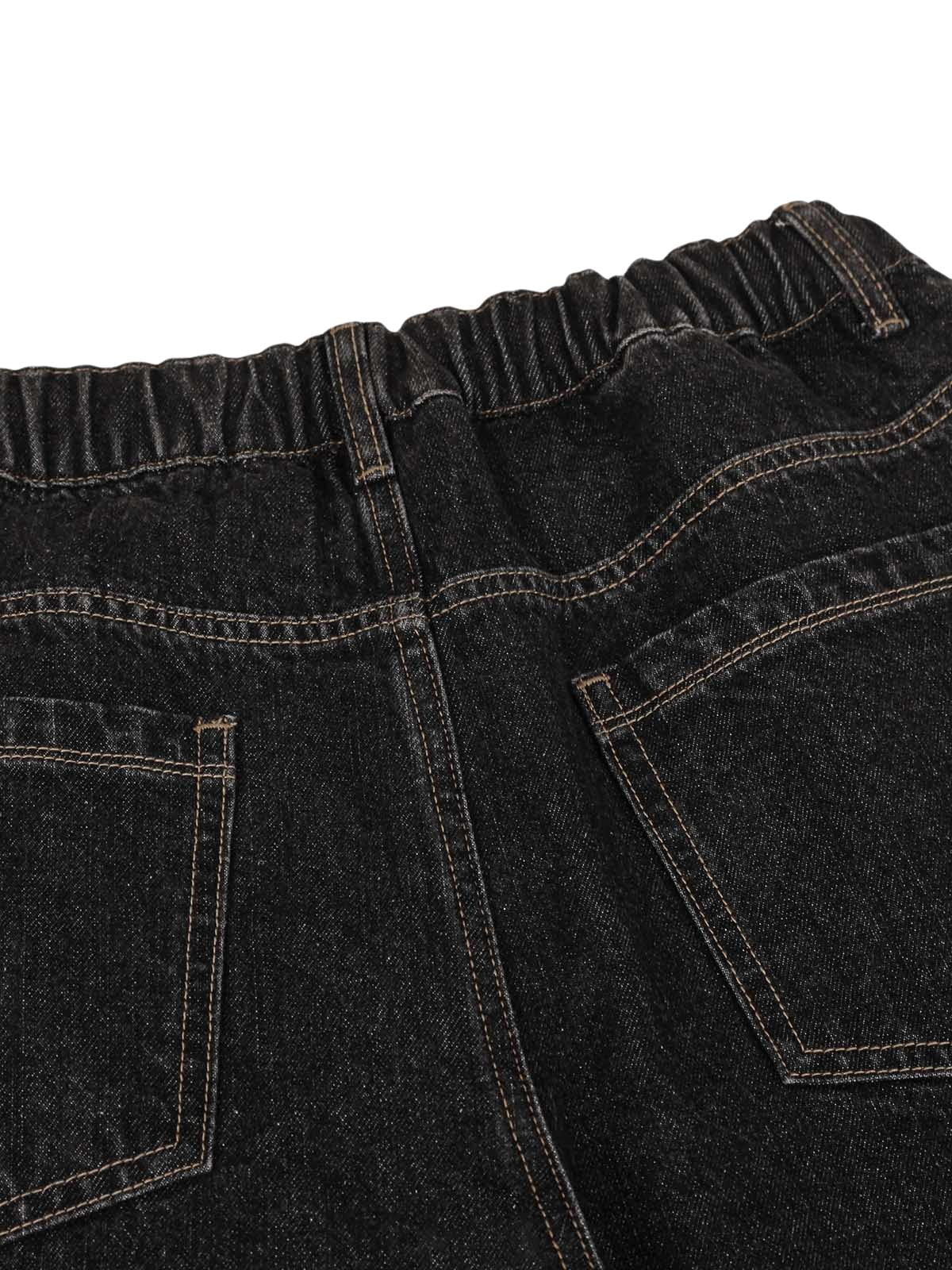 Patchwork Plaid Pleated Baggy Barrel Jeans - 2334