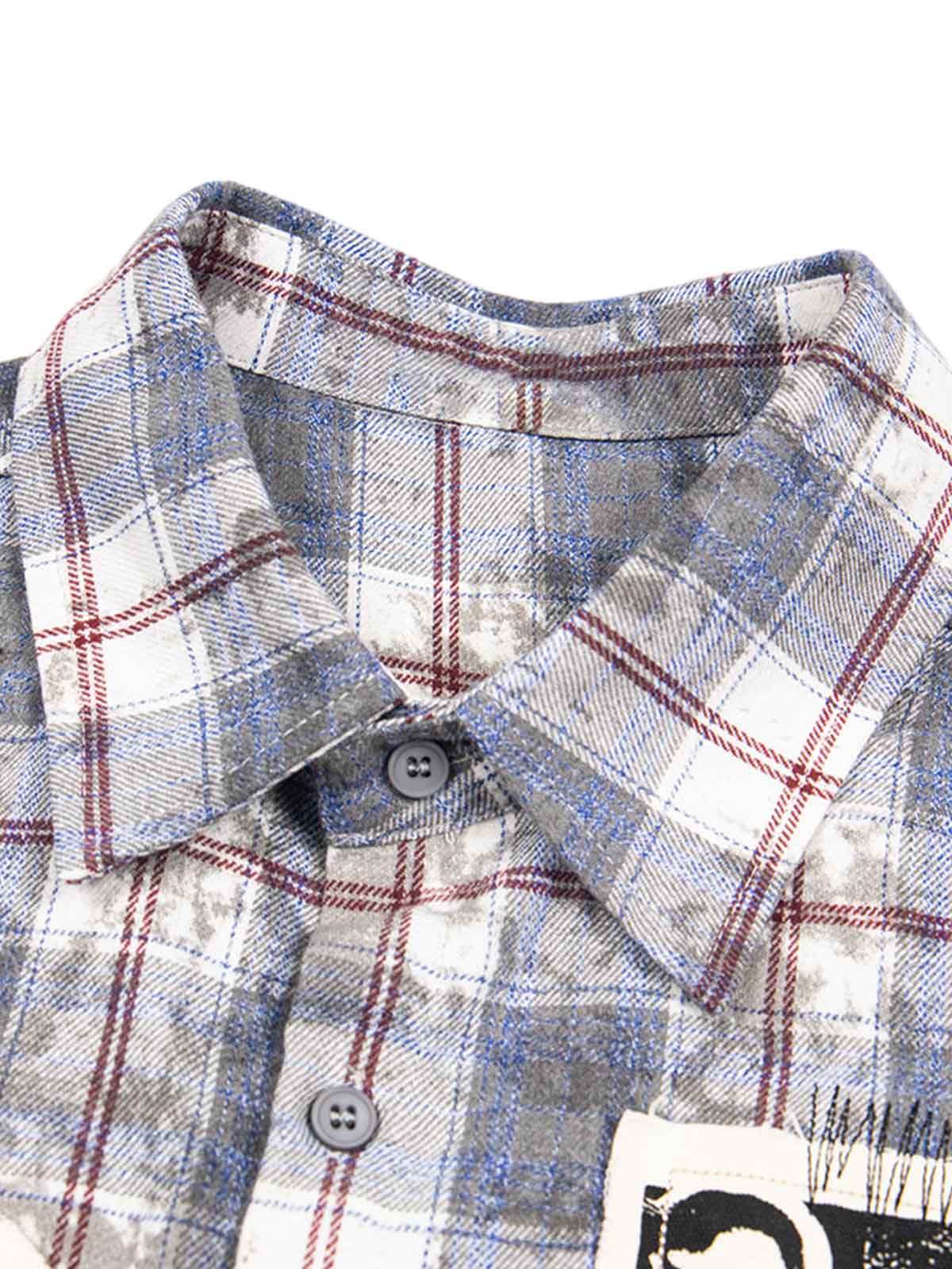 Retro Cleanfit Patch Embroidered Plaid Shirt
