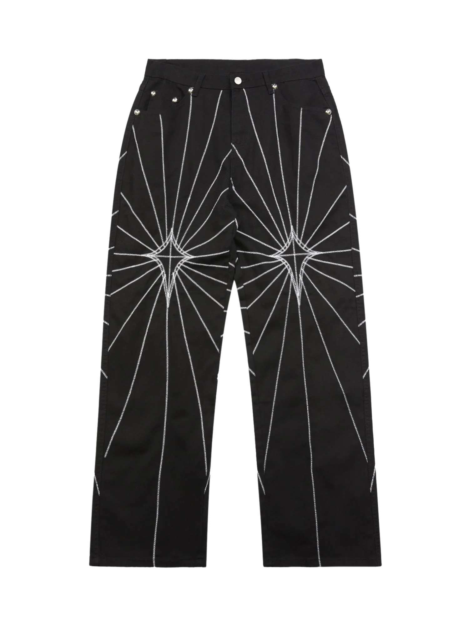 Thesupermade Heavy Spider Web Embroidered Topstitch Jeans