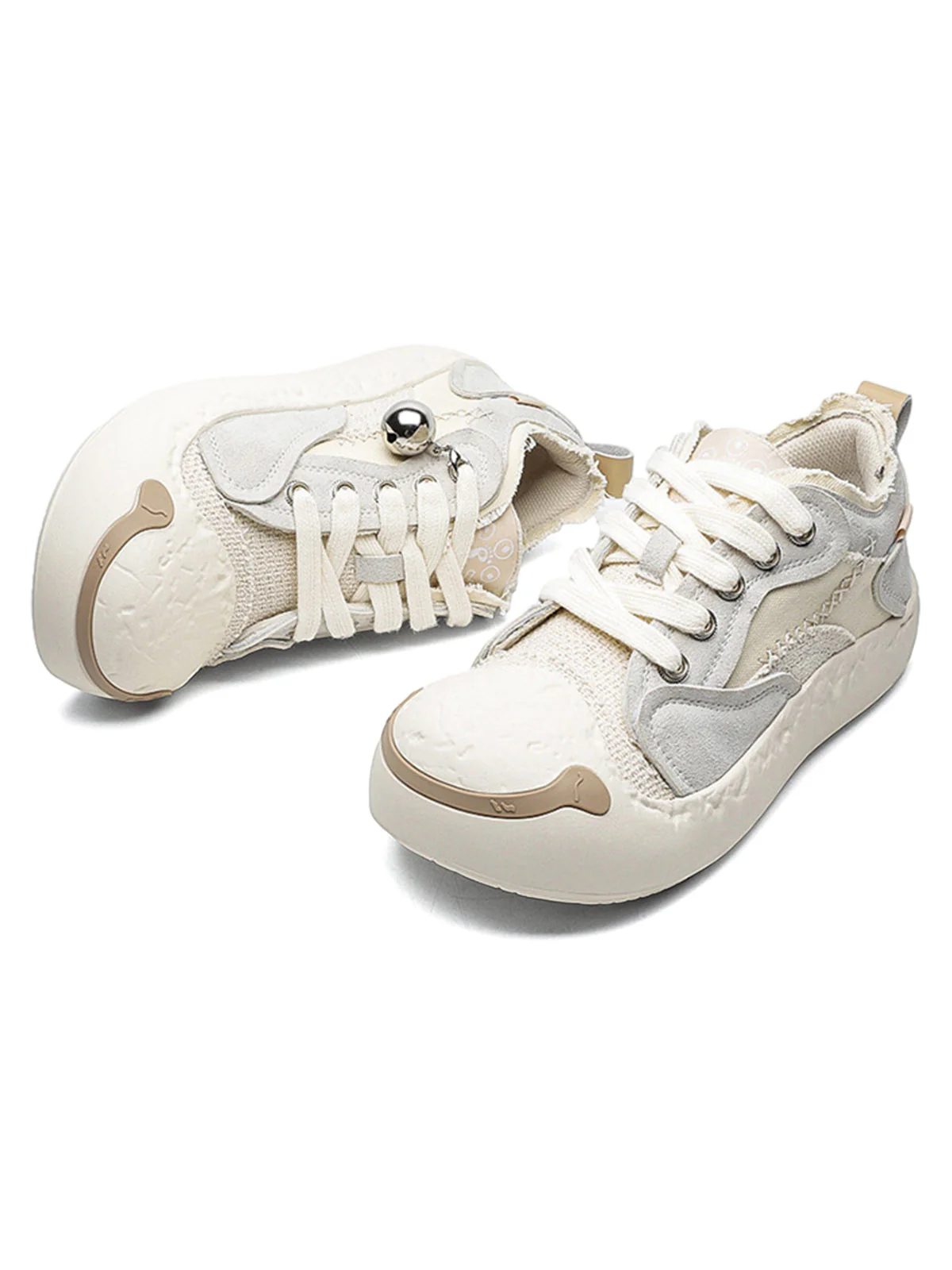 Fun Big Toe Leather Spliced Sneakers