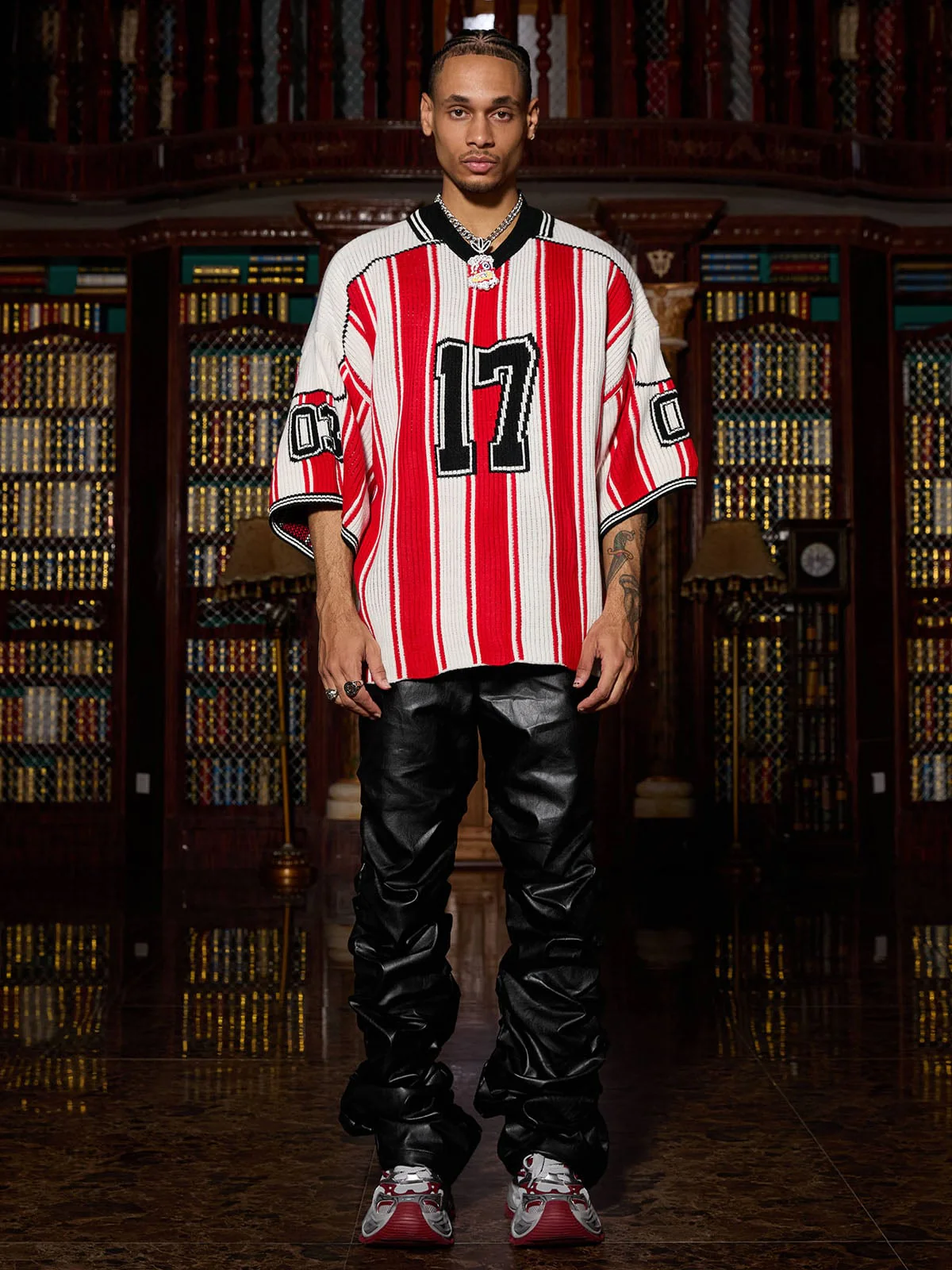 Thesupermade Vintage Striped Baseball Short-sleeved Knit Sweater - 2249