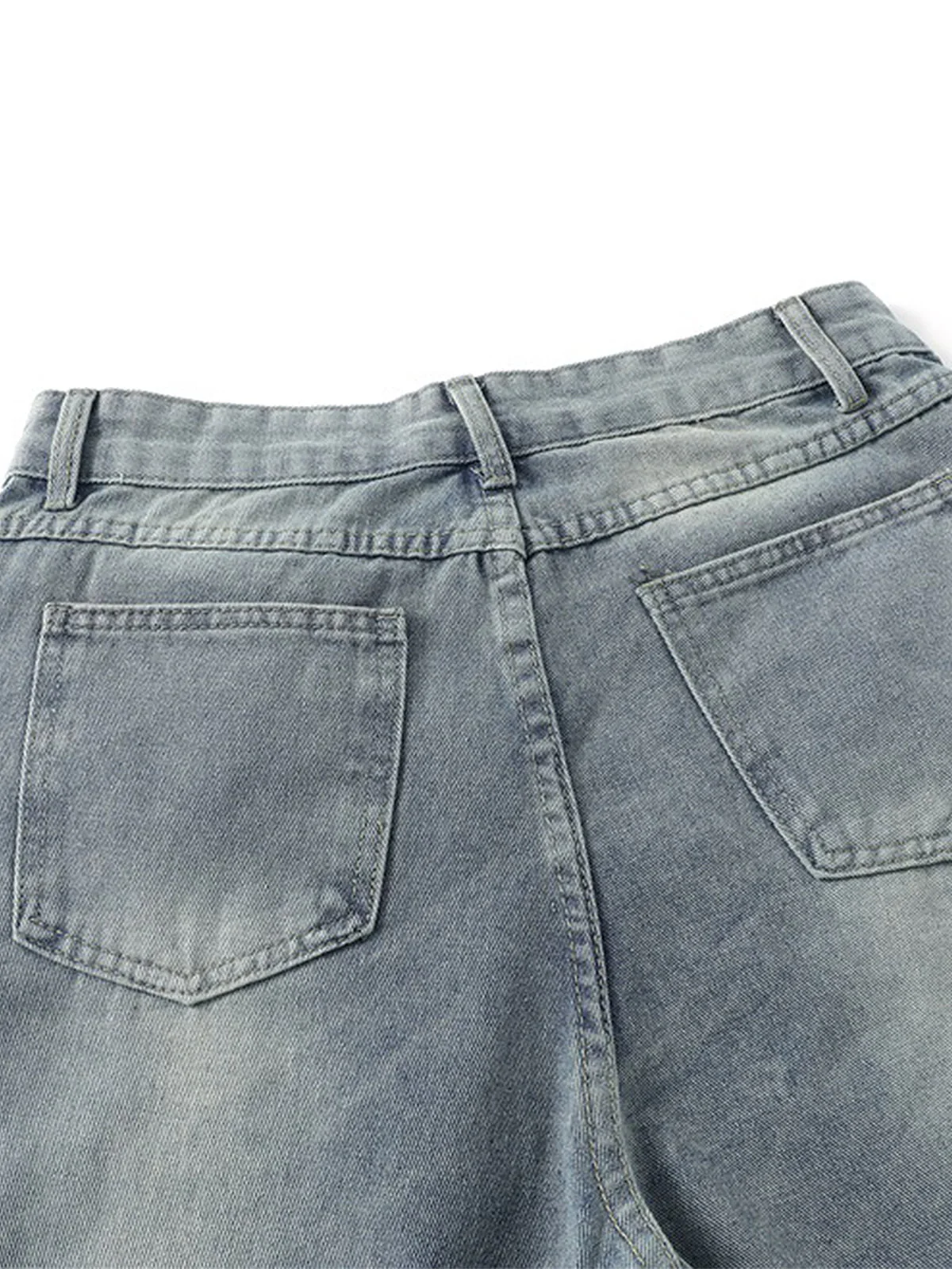 Distressed Raw Edge Baggy Jeans