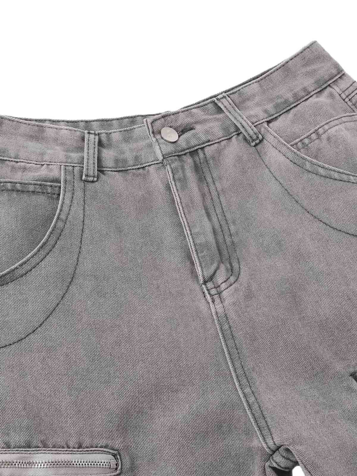 Washed Multi-Pocket Cargo Jeans