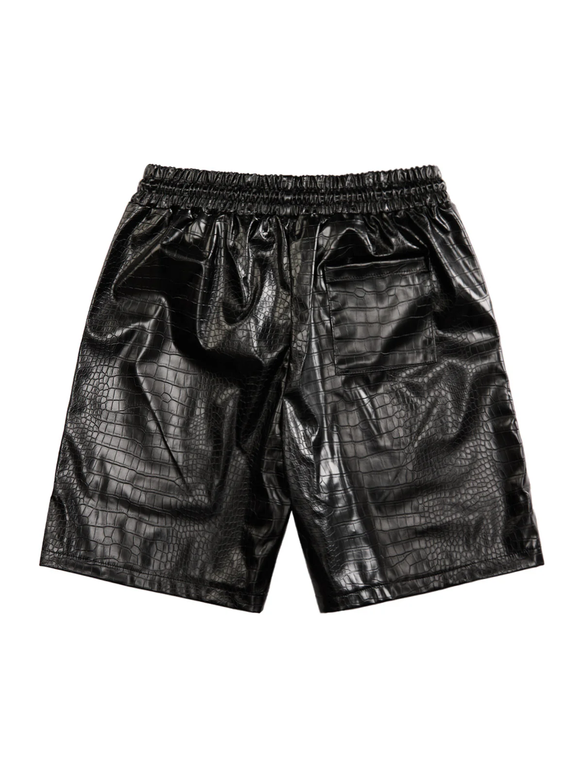 Letter Embroidered Leather Shorts
