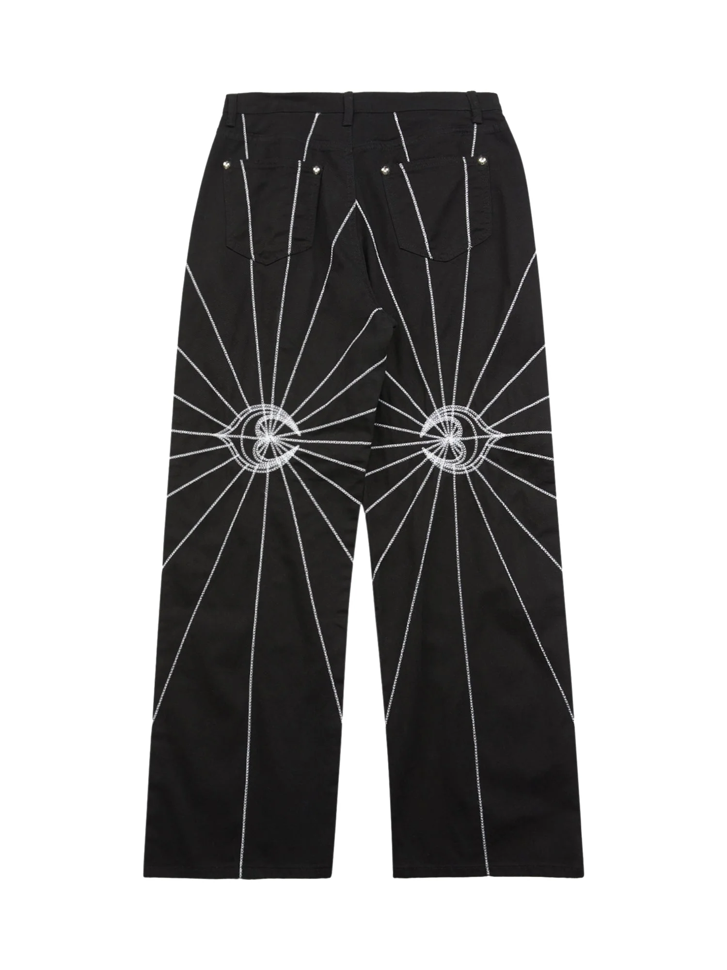 Thesupermade Heavy Spider Web Embroidered Topstitch Jeans