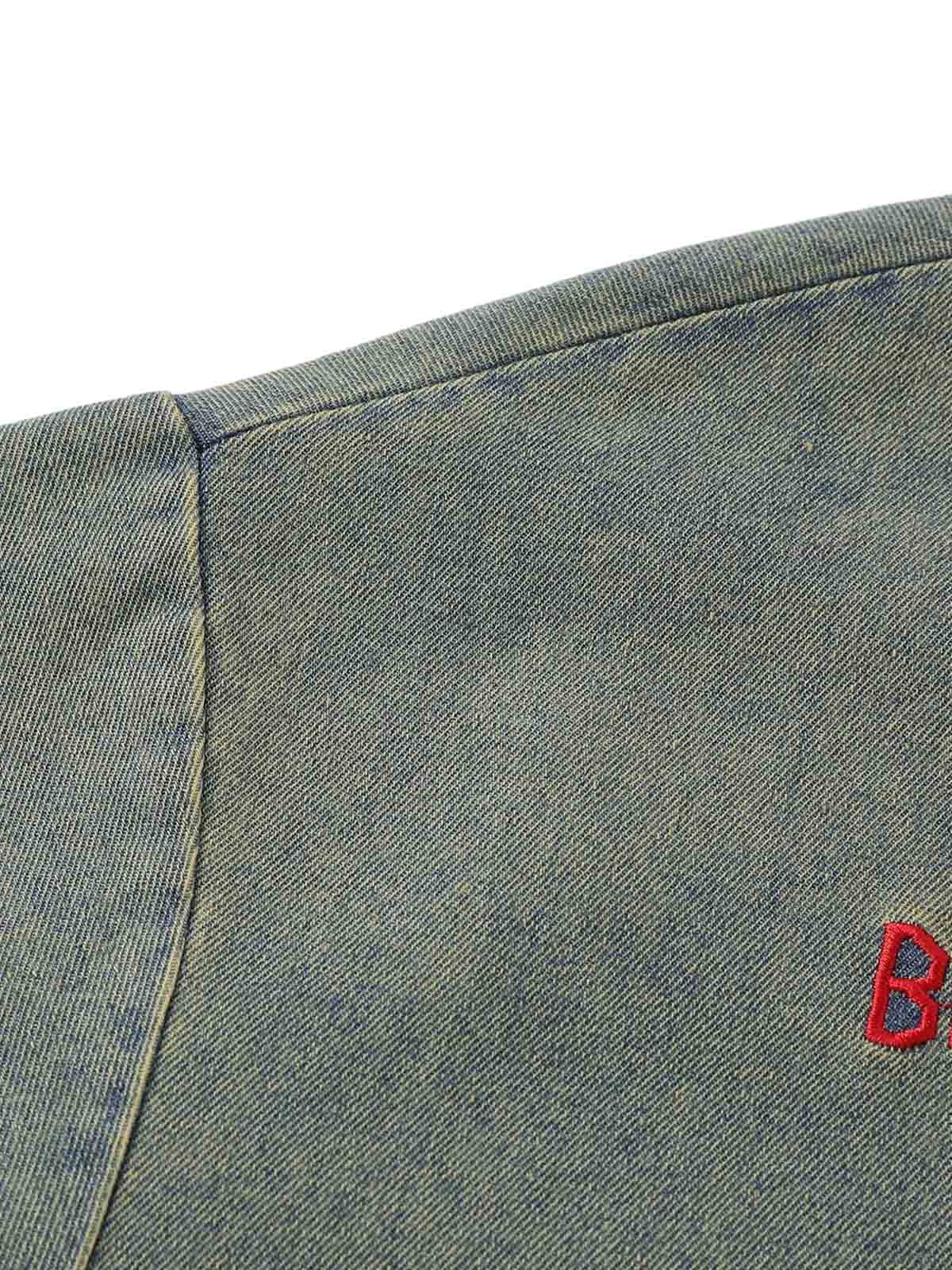 Distressed Washed Patchwork Gradient Denim T-shirt