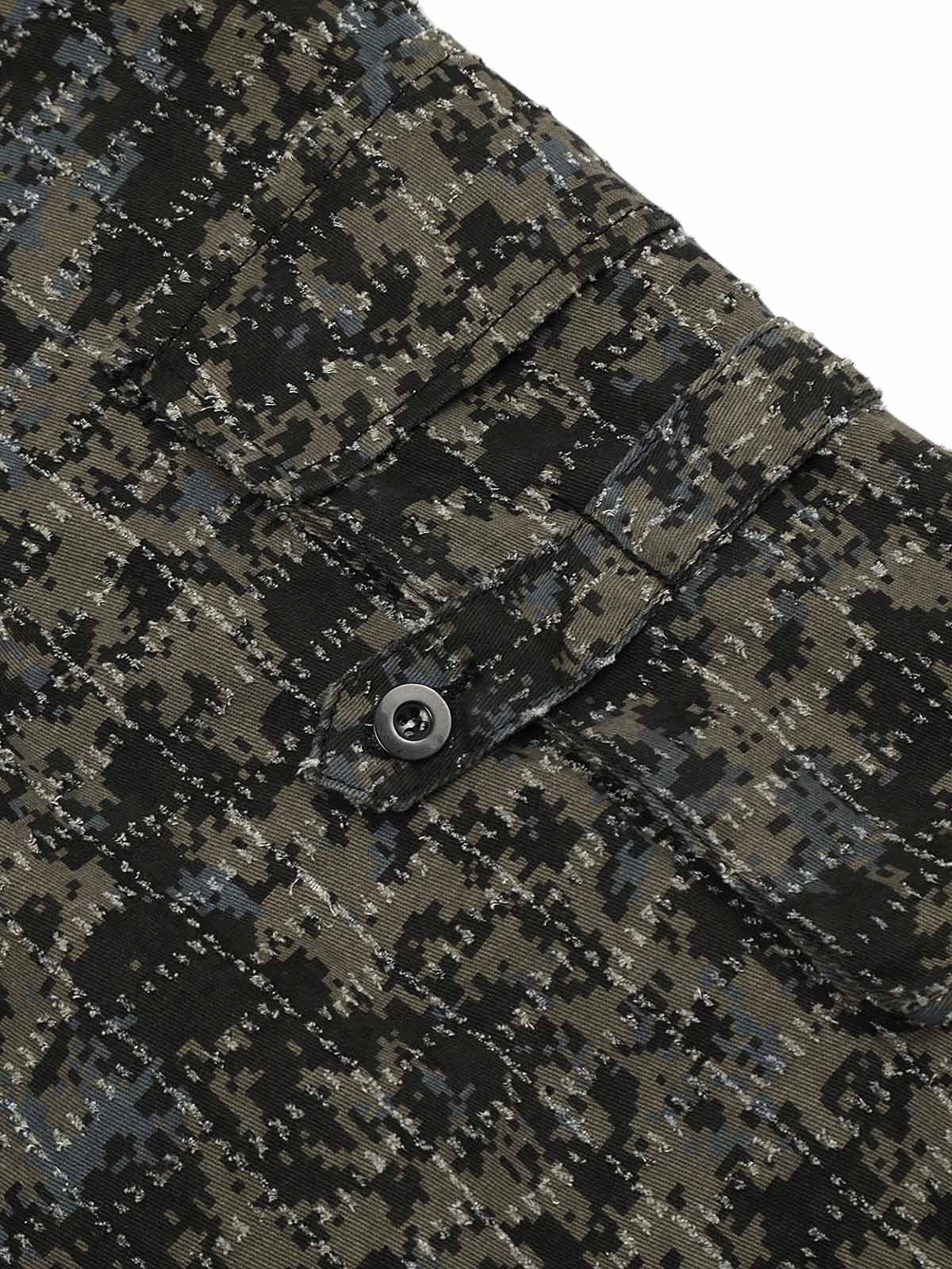Thesupermade Ripped Camouflage Multi-Pocket Cargo Pants