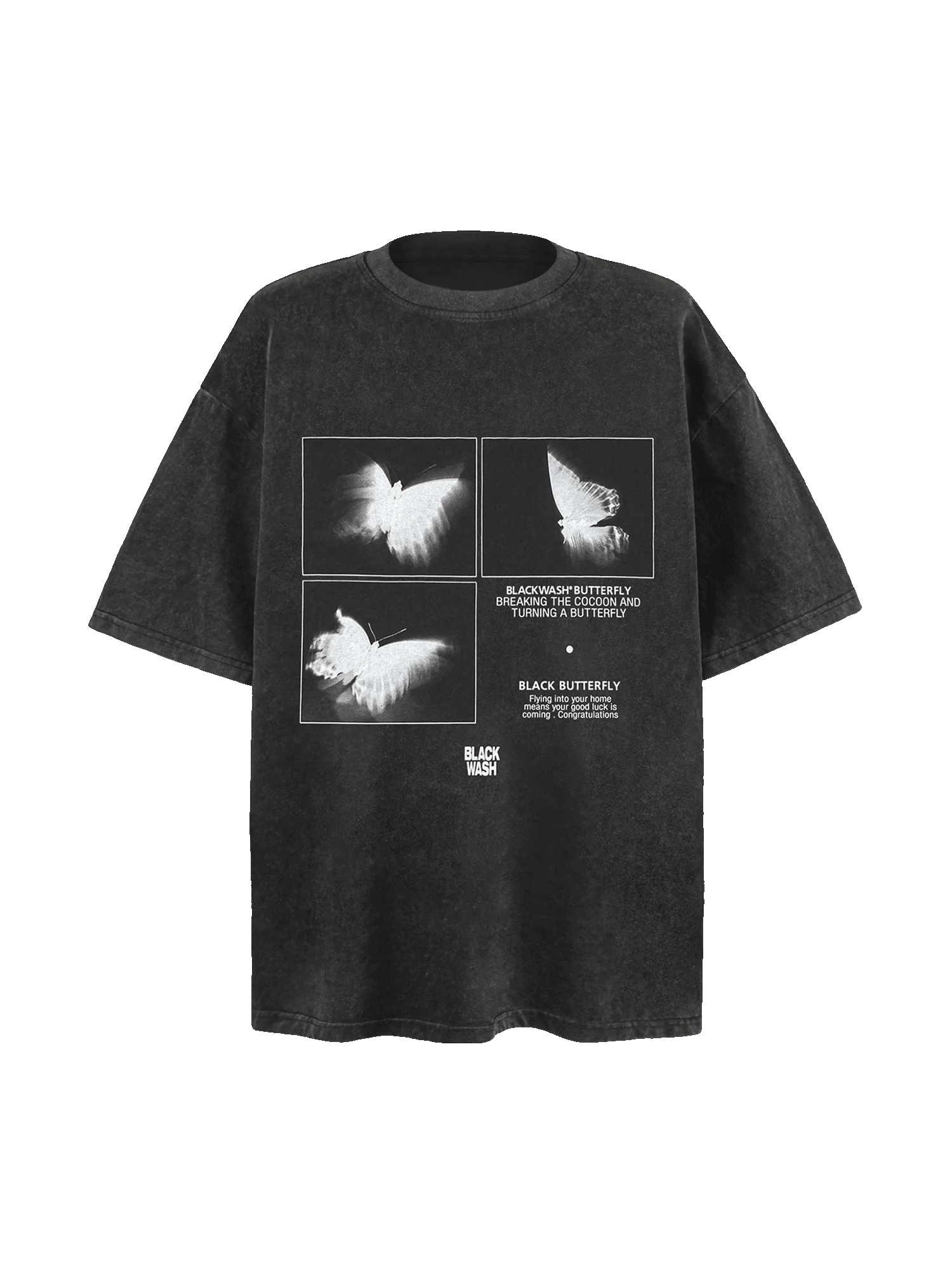 Thesupermade Washed Shadow Butterfly Street Rap T-Shirt