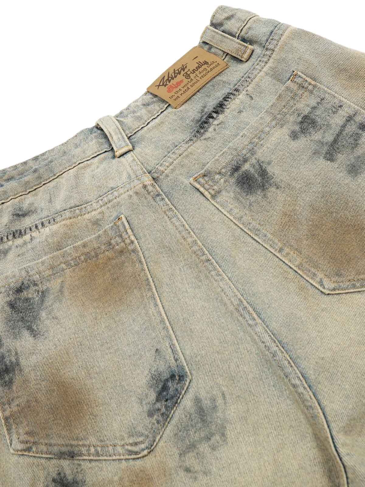 Distressed Tie-Dye Denim Shorts