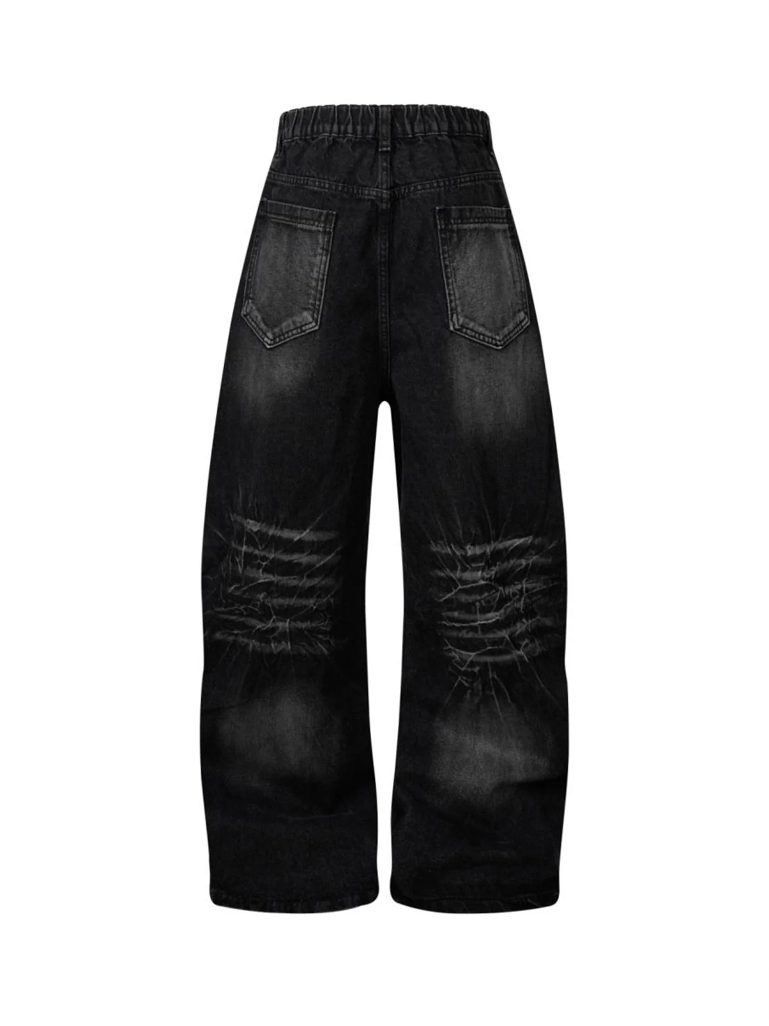 Washed Distressed Deconstructed Split Barrel Jeans - 2359