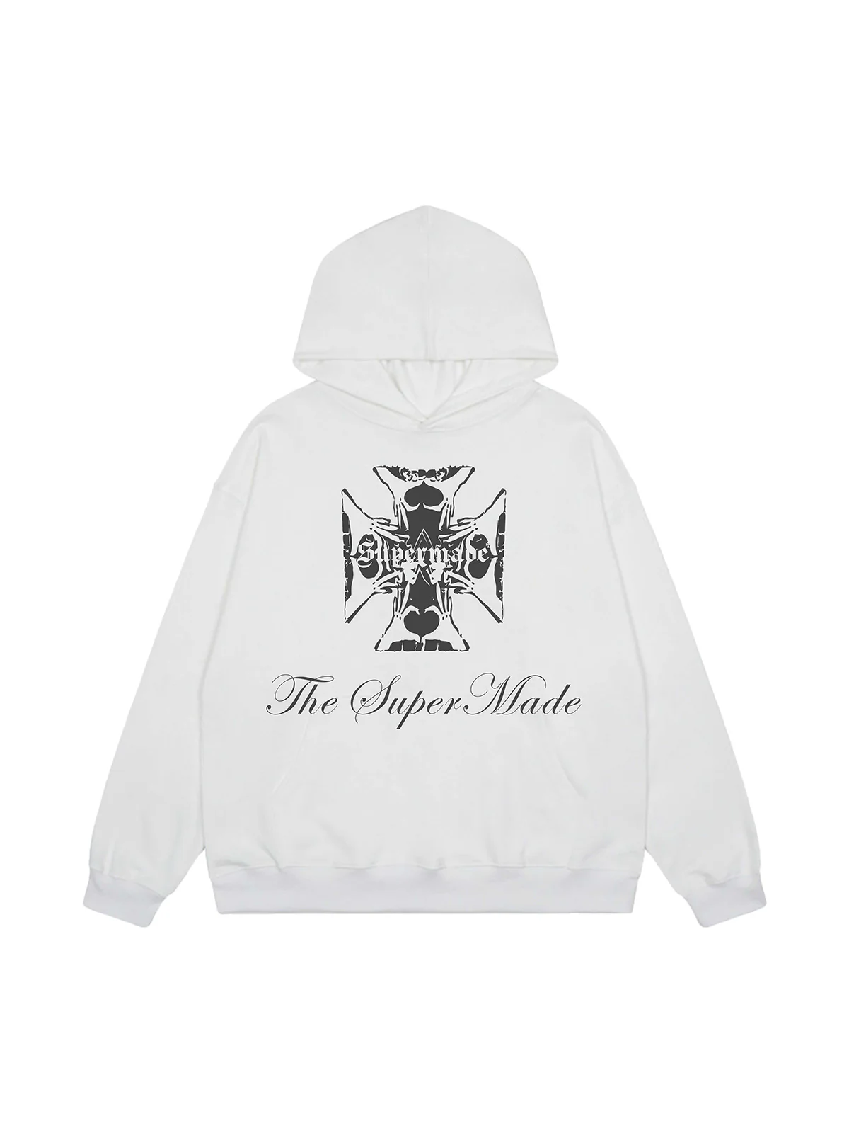 Street Cross Letters Print Hoodie