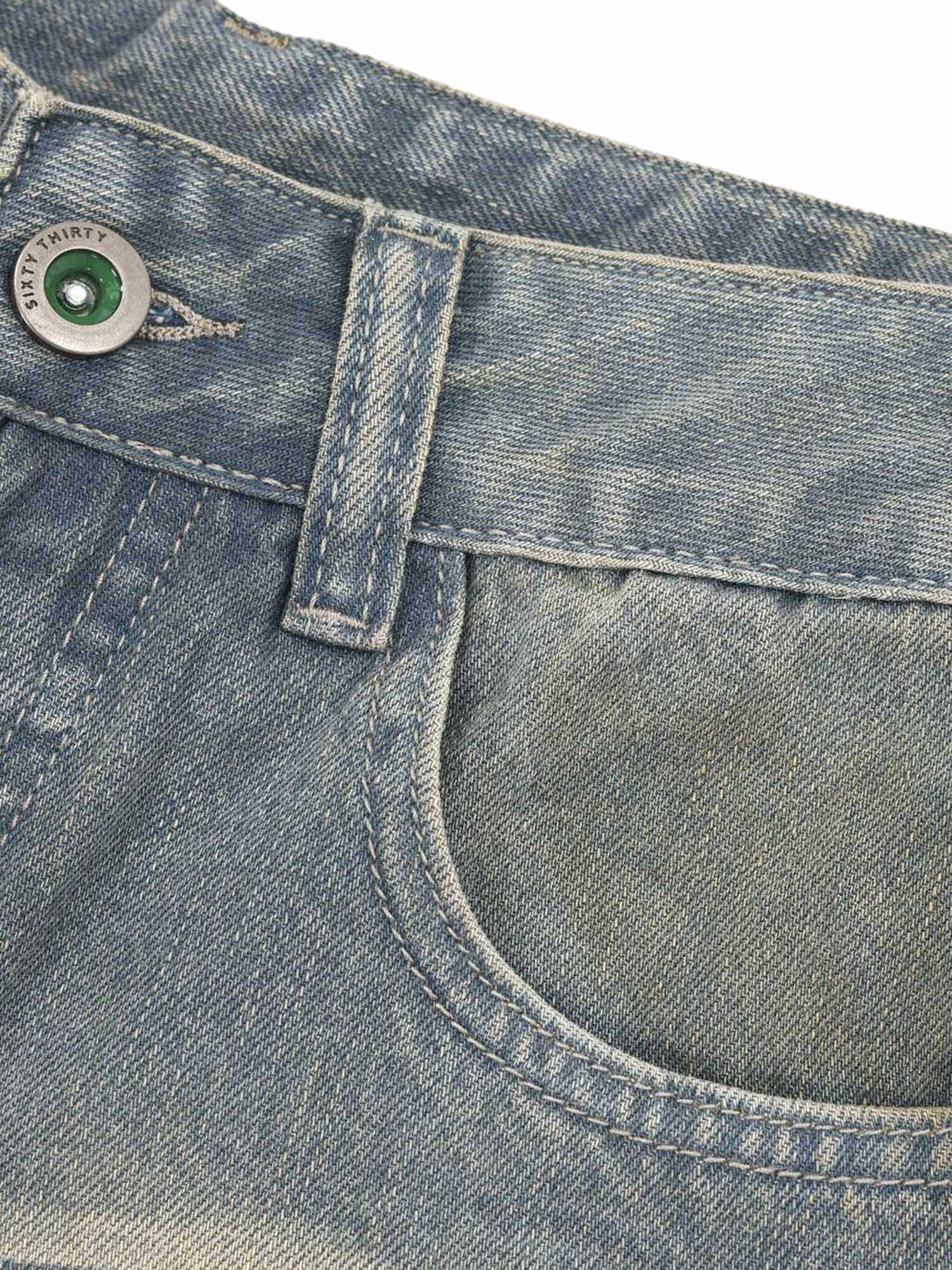 Thesupermade Washed Denim Hip-Hop Shorts - 2372