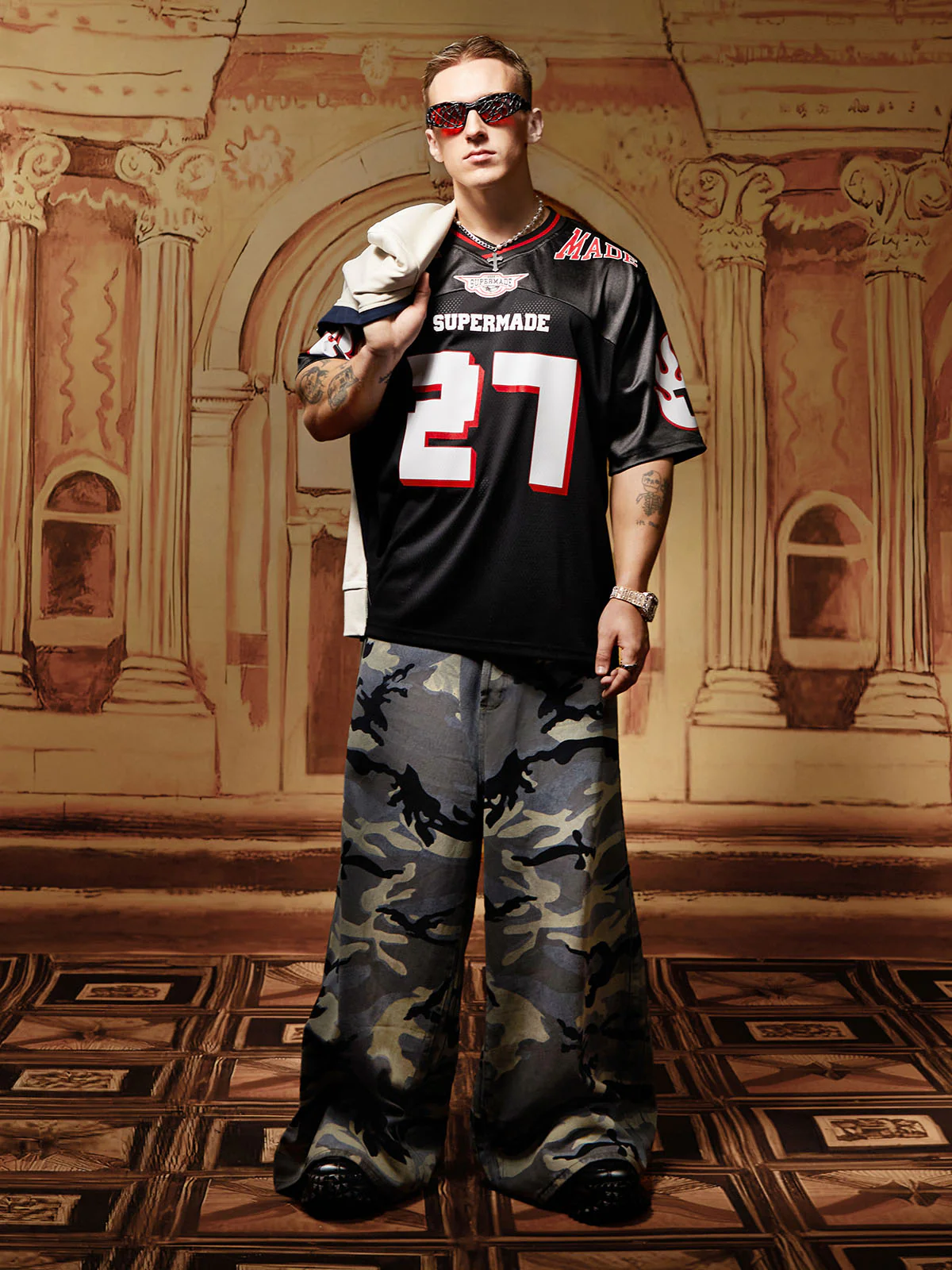 Original Flame Print Football Jersey T-Shirt