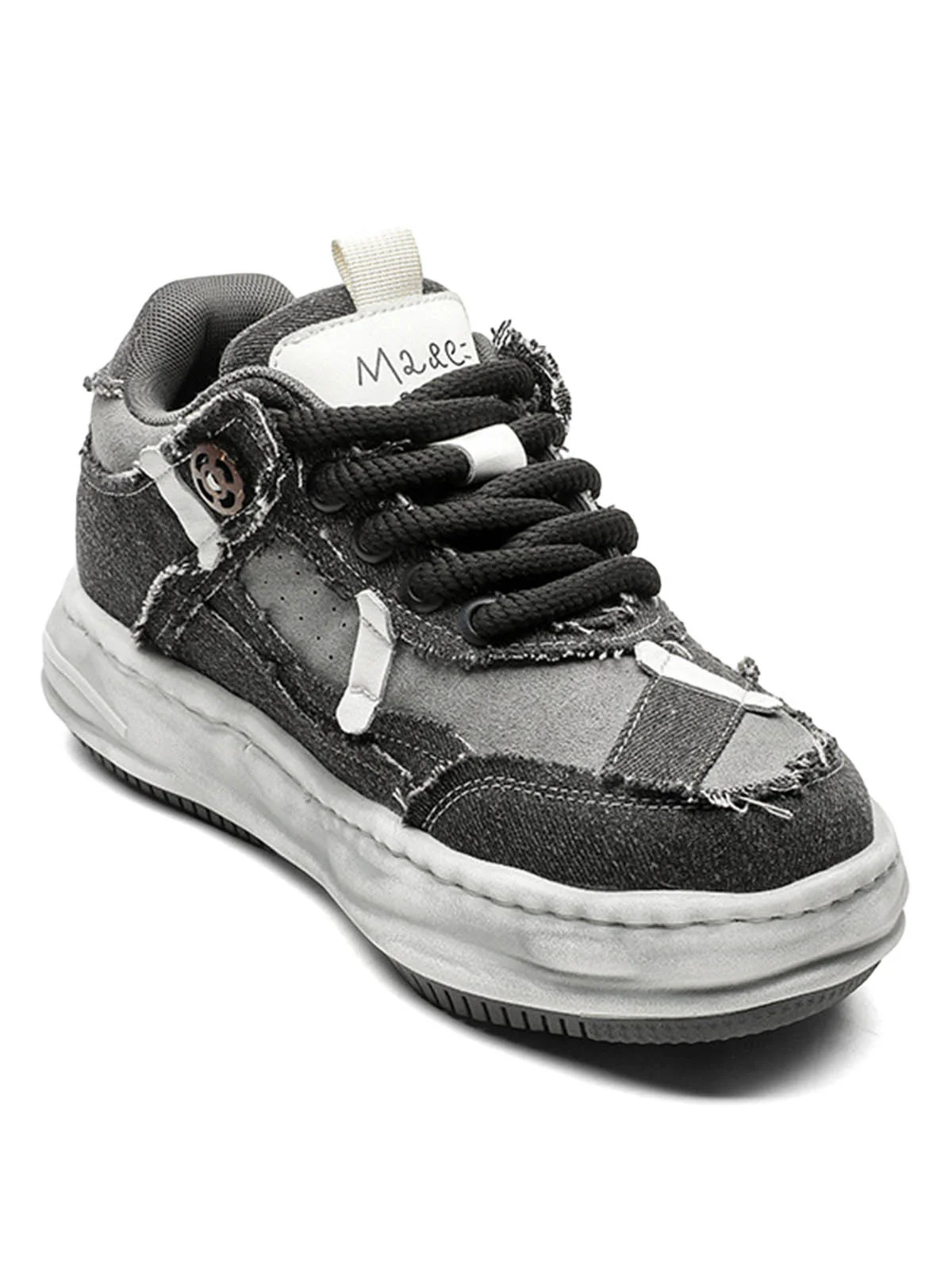 Distressed Deconstructed Split Whisker Platform Sneakers