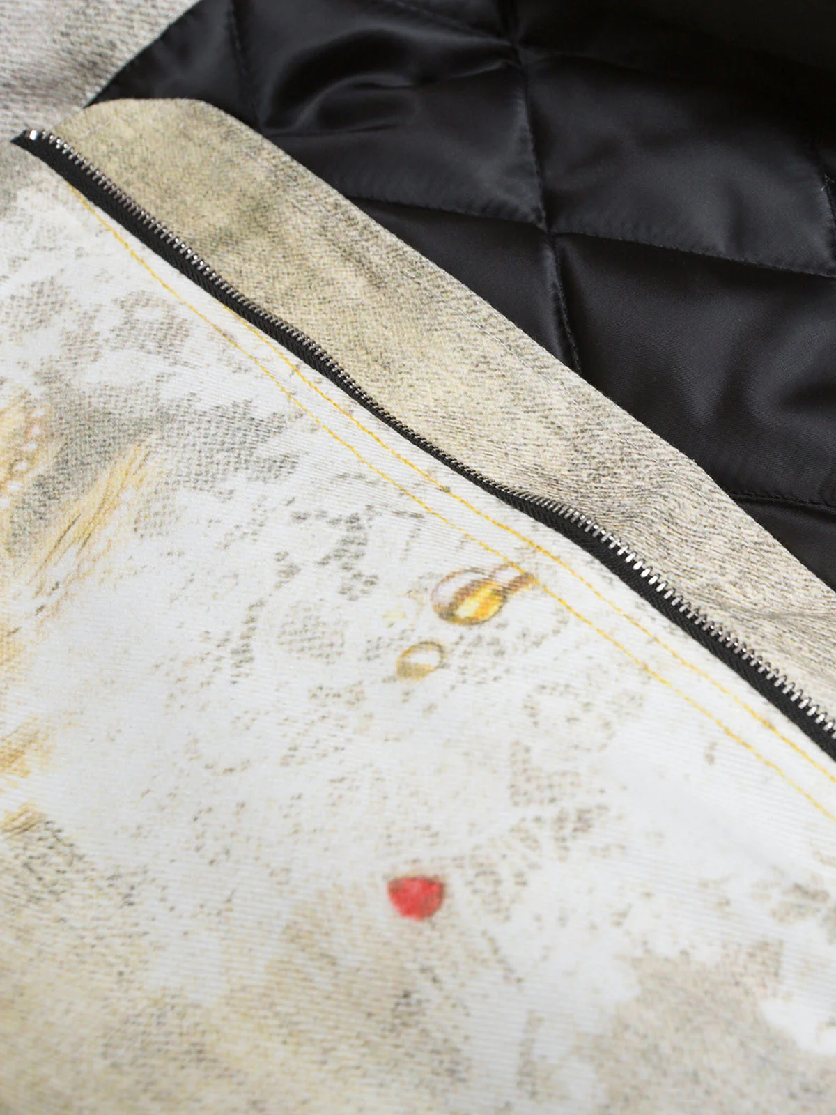 Distressed Graffiti Gradient Quilted Bomber Jacket - 2314