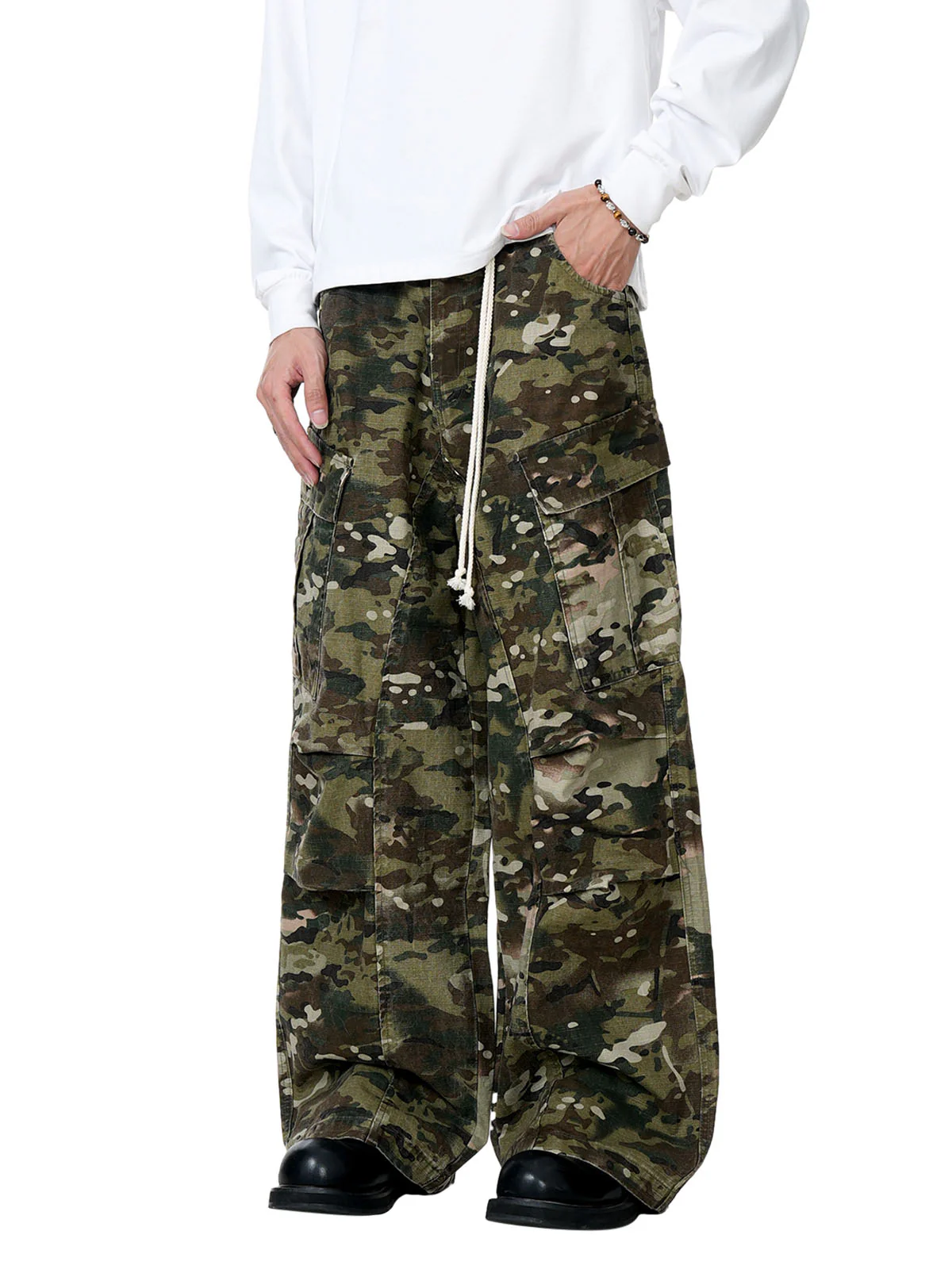 Camouflage Drawstring Cargo Pants - 2315
