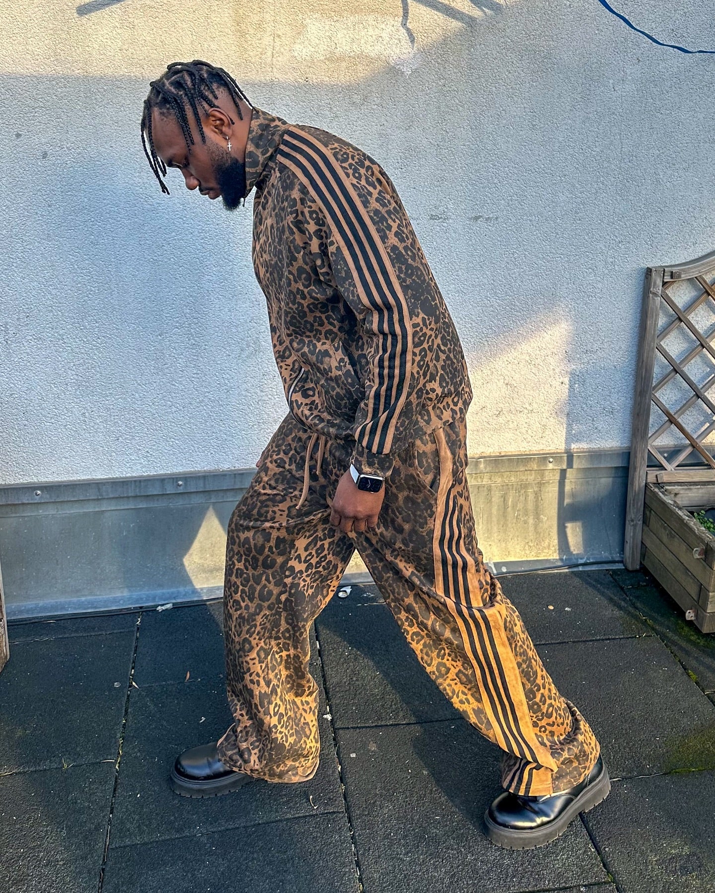 Thesupermade Cheetah Print Suede Tracksuit - 2277