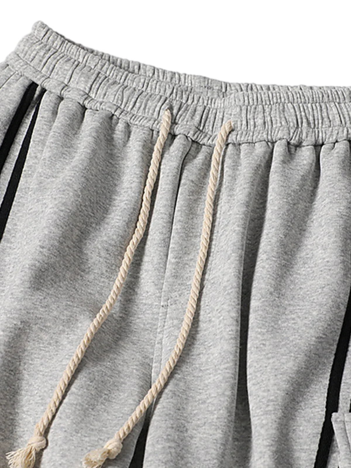 Web Stitching Letter Print Drawstring Barrel Pants