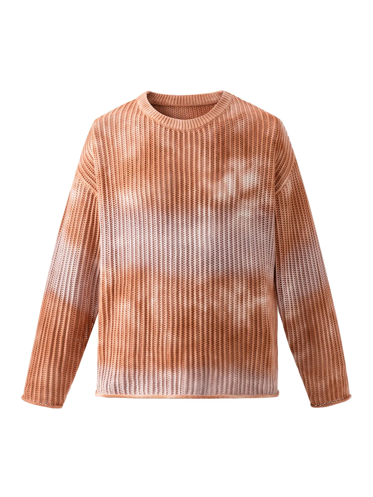 Gradient Ombre Knit Crew Neck Sweater