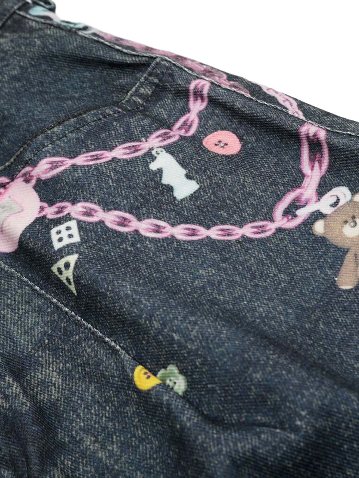 Embellished Chain Denim Shorts