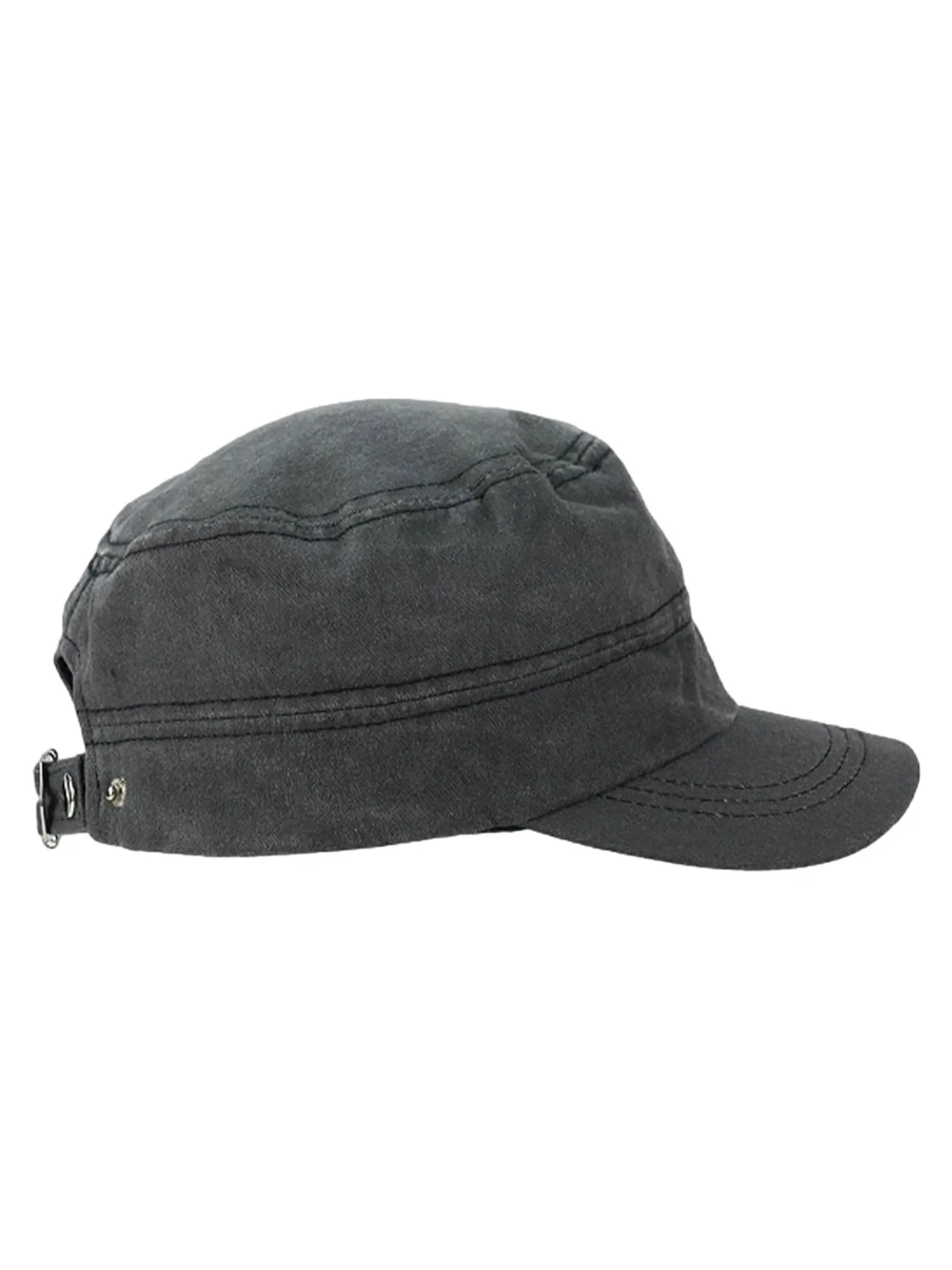 Washed Rivet Zipper Flat Top Cap
