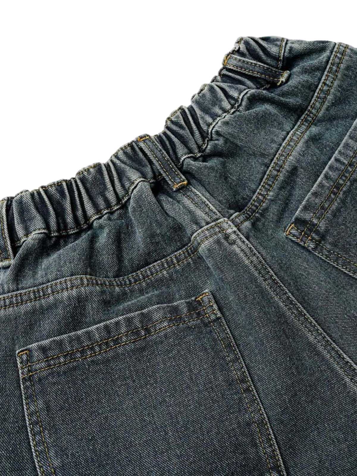 Washed Multi-Pocket Denim Cargo Jorts