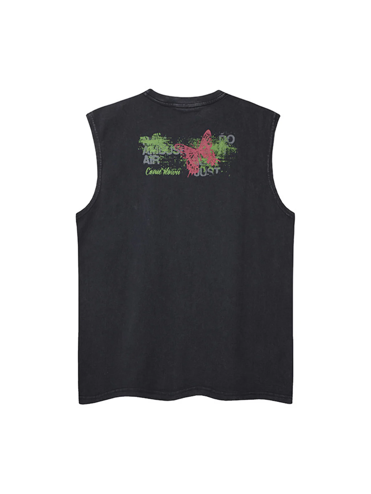 Distressed Graphic Butterfly Print Vest