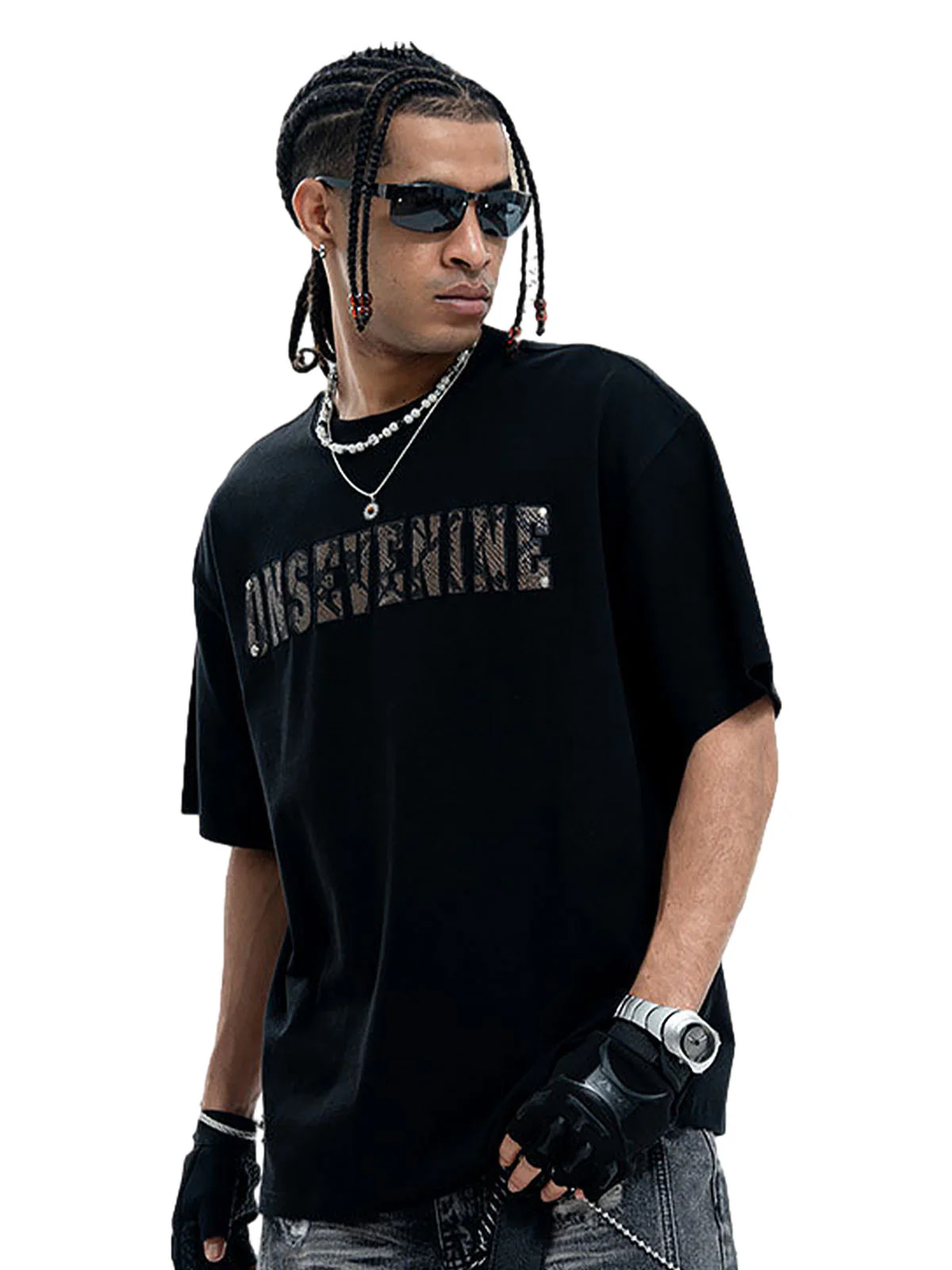 Camouflage Letter Short Sleeve T-Shirt