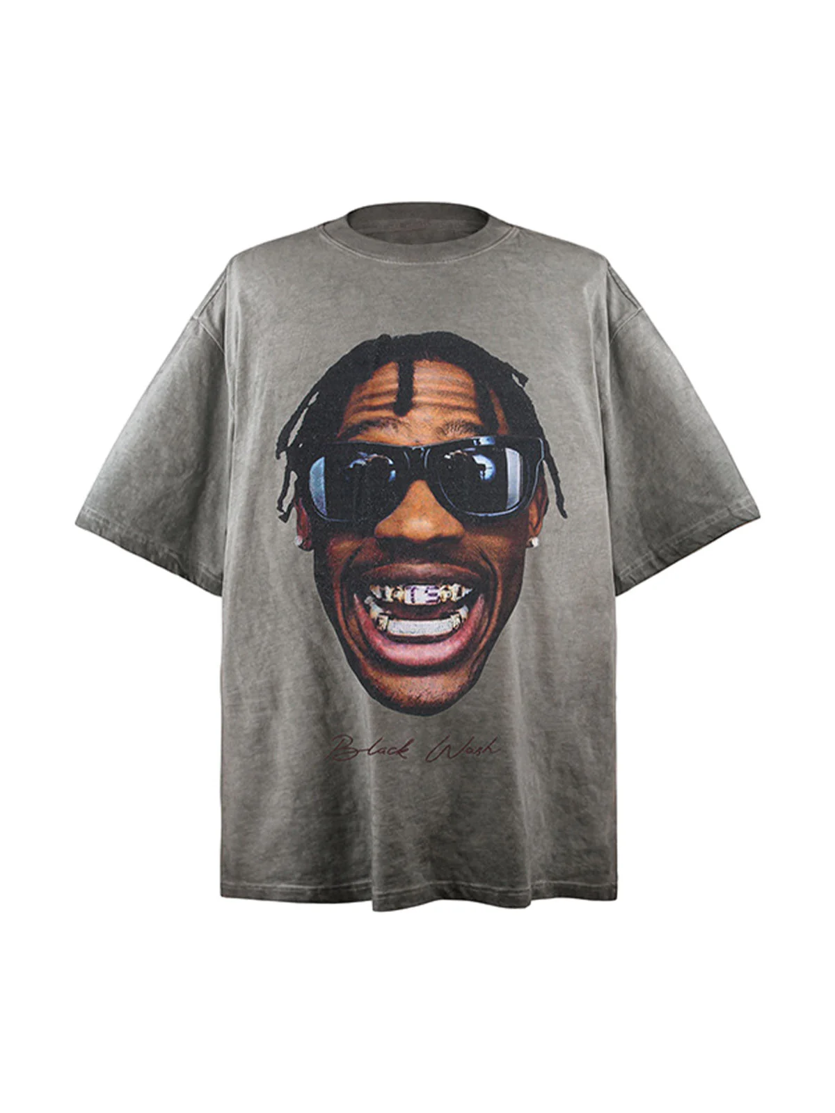 Portrait Print Crew Neck T-Shirt - 2377