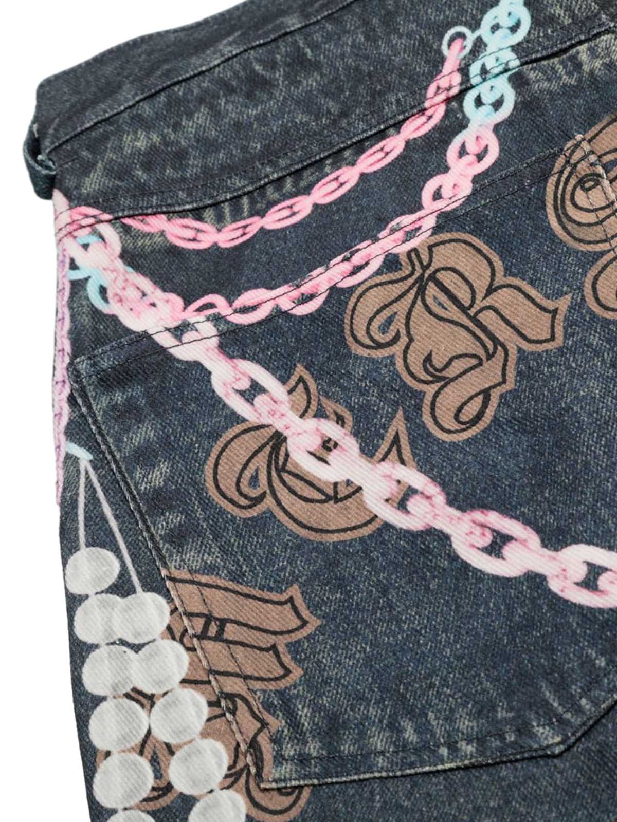 Embellished Chain Denim Shorts