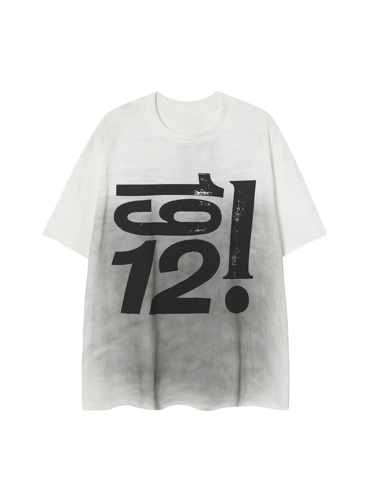 Heavy Washed Distressed Dirty Print Letter T-shirt