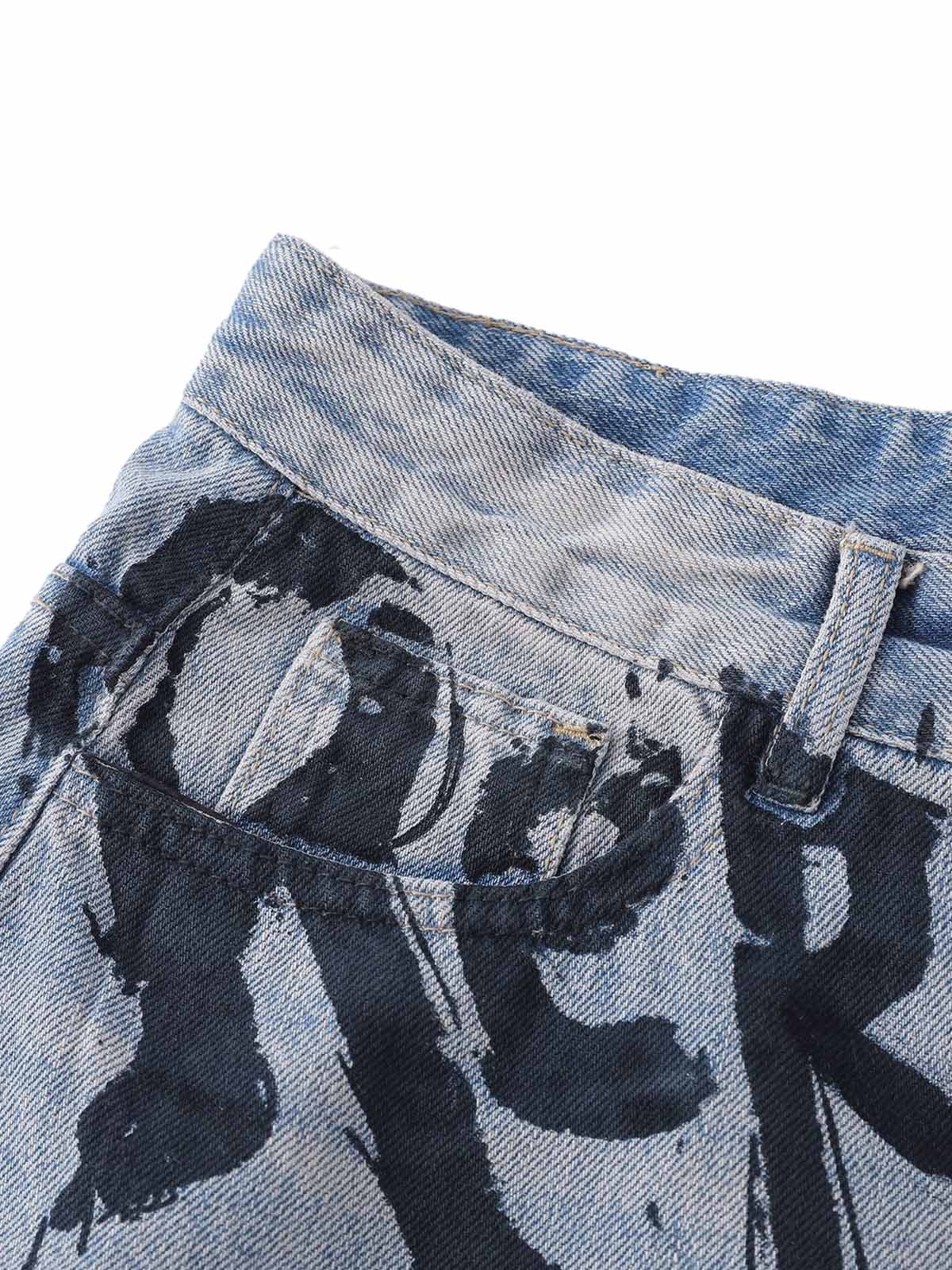 Graffiti Letter Denim Shorts