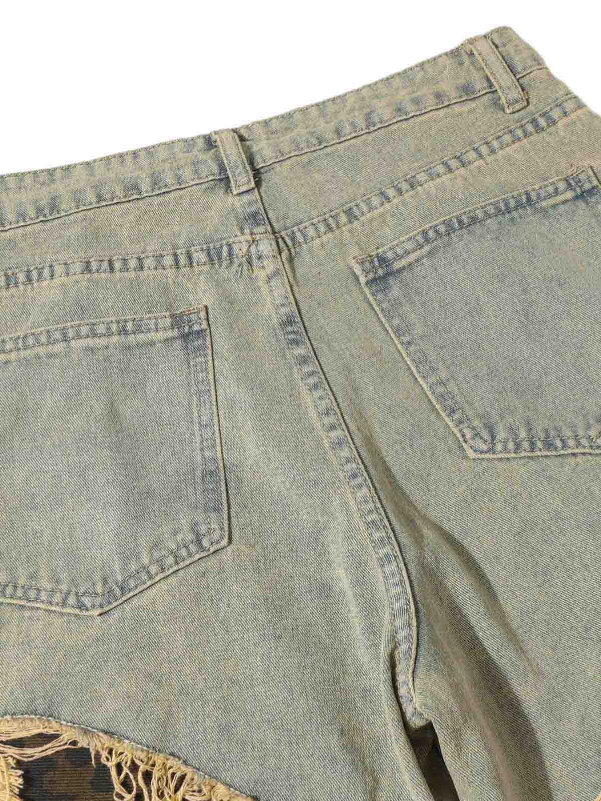 Distressed Raw Edge Patch Jeans