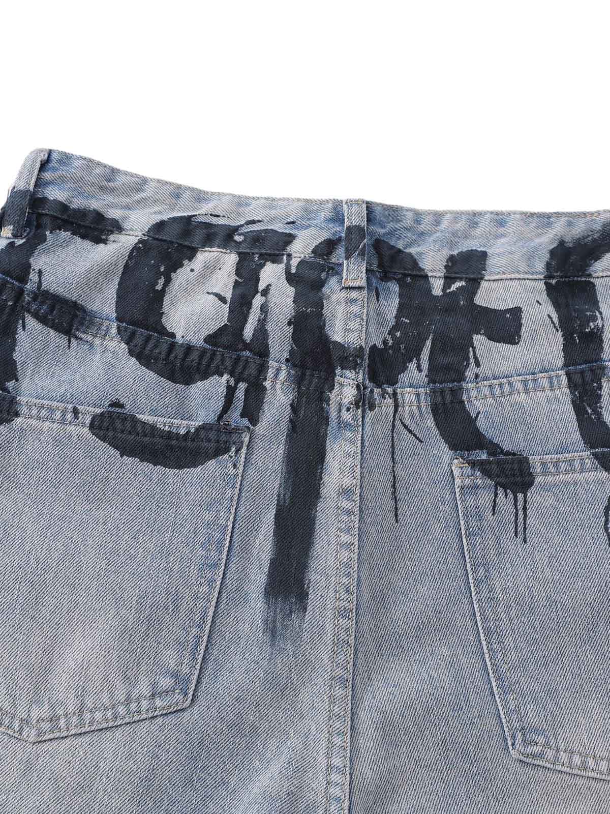 Graffiti Letter Denim Shorts