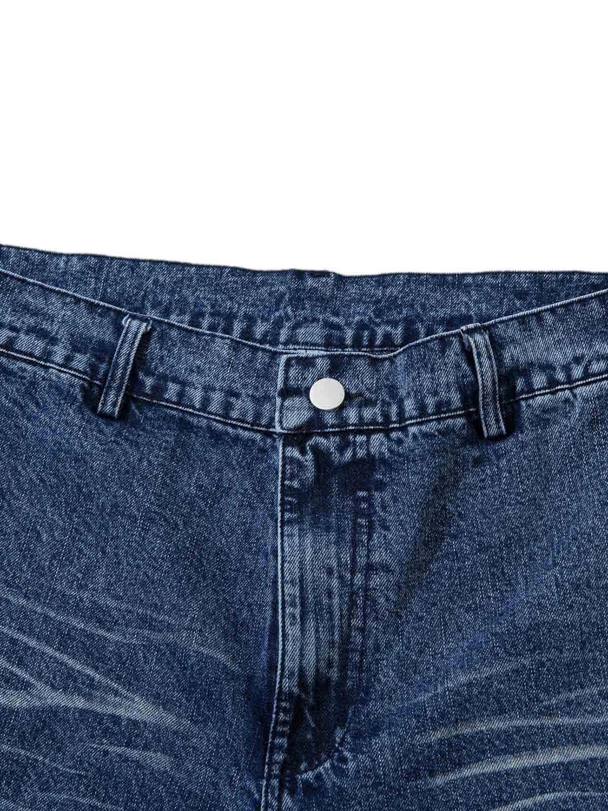 Washed Print Straight Jeans