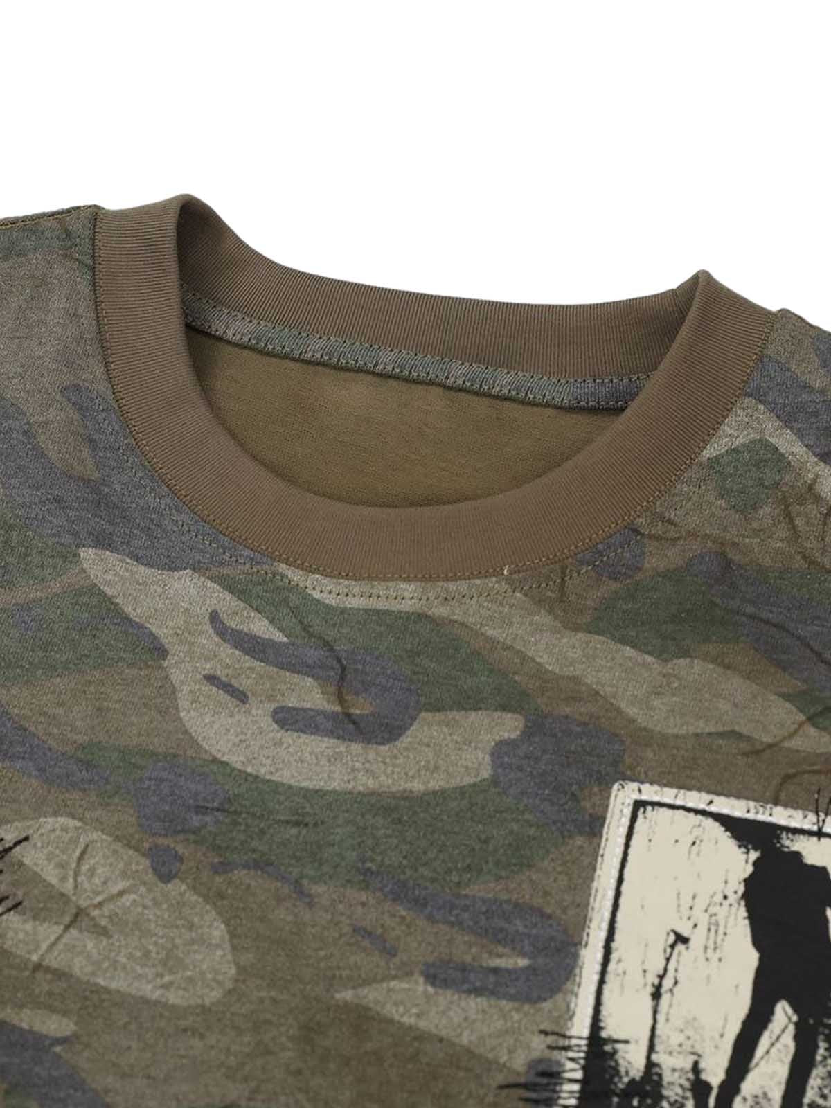 Camouflage Patchwork Graphic T-Shirt