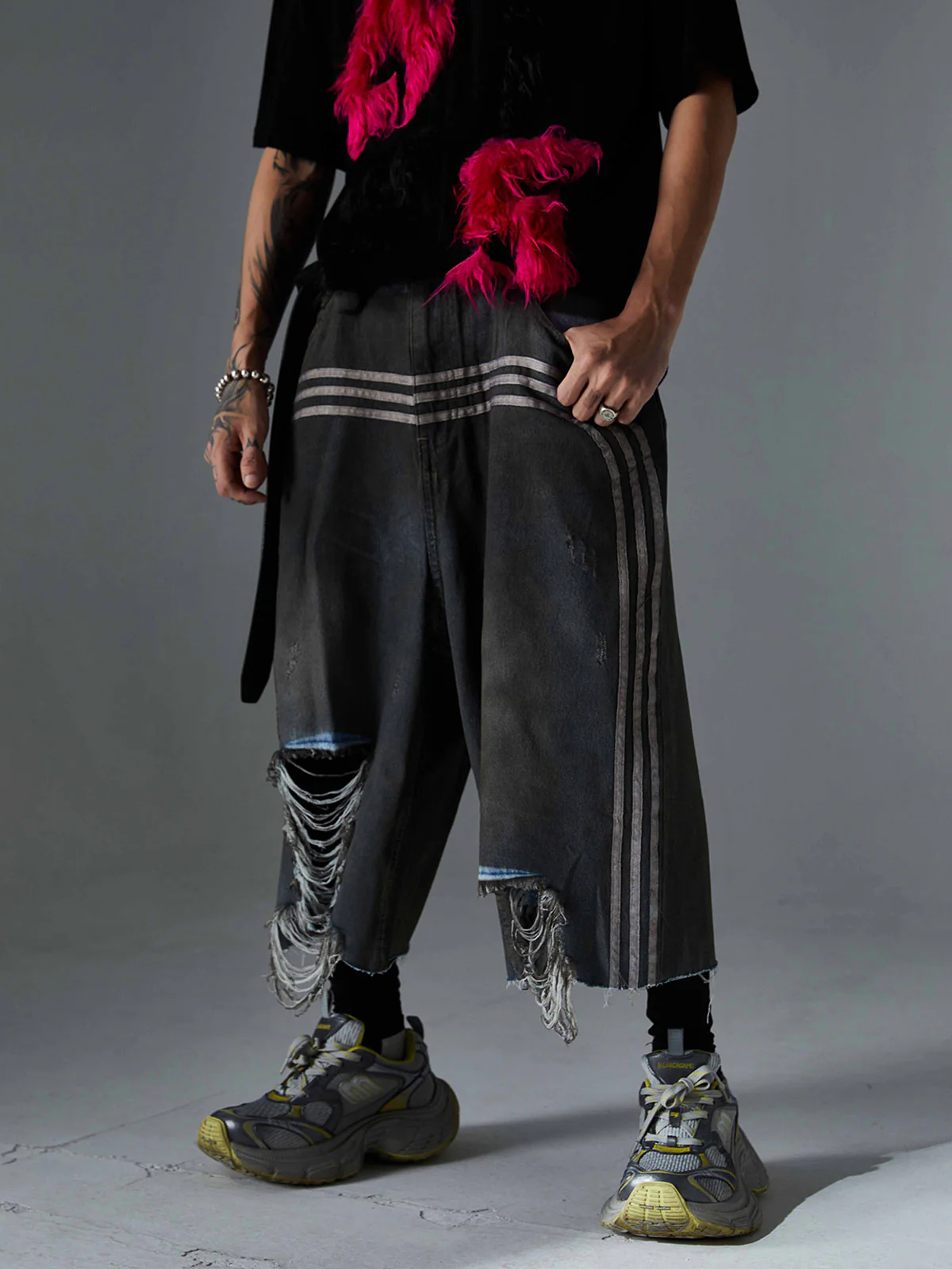 Ripped Dirty Dyed Stripped Jorts