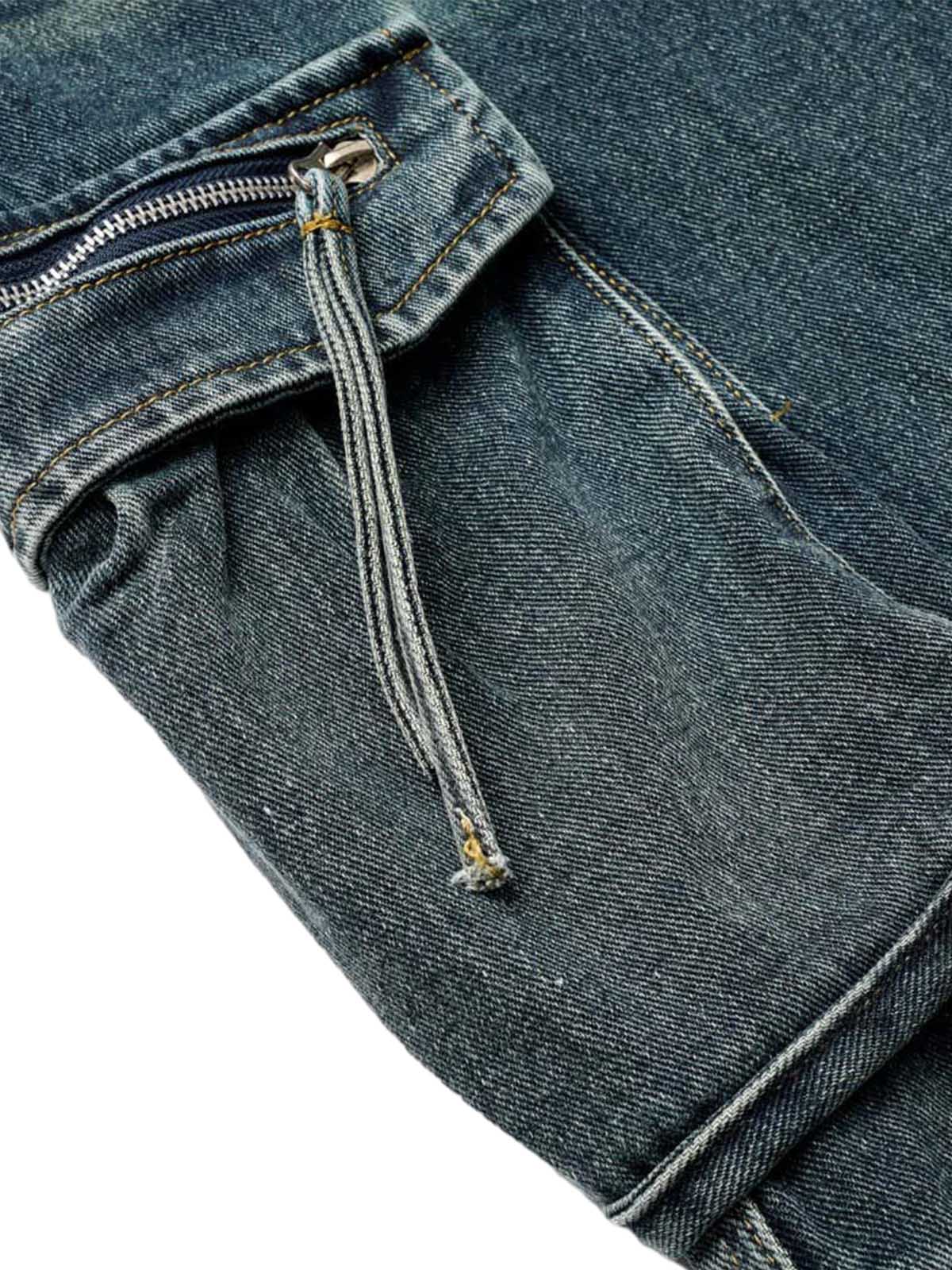 Washed Multi-Pocket Denim Cargo Jorts