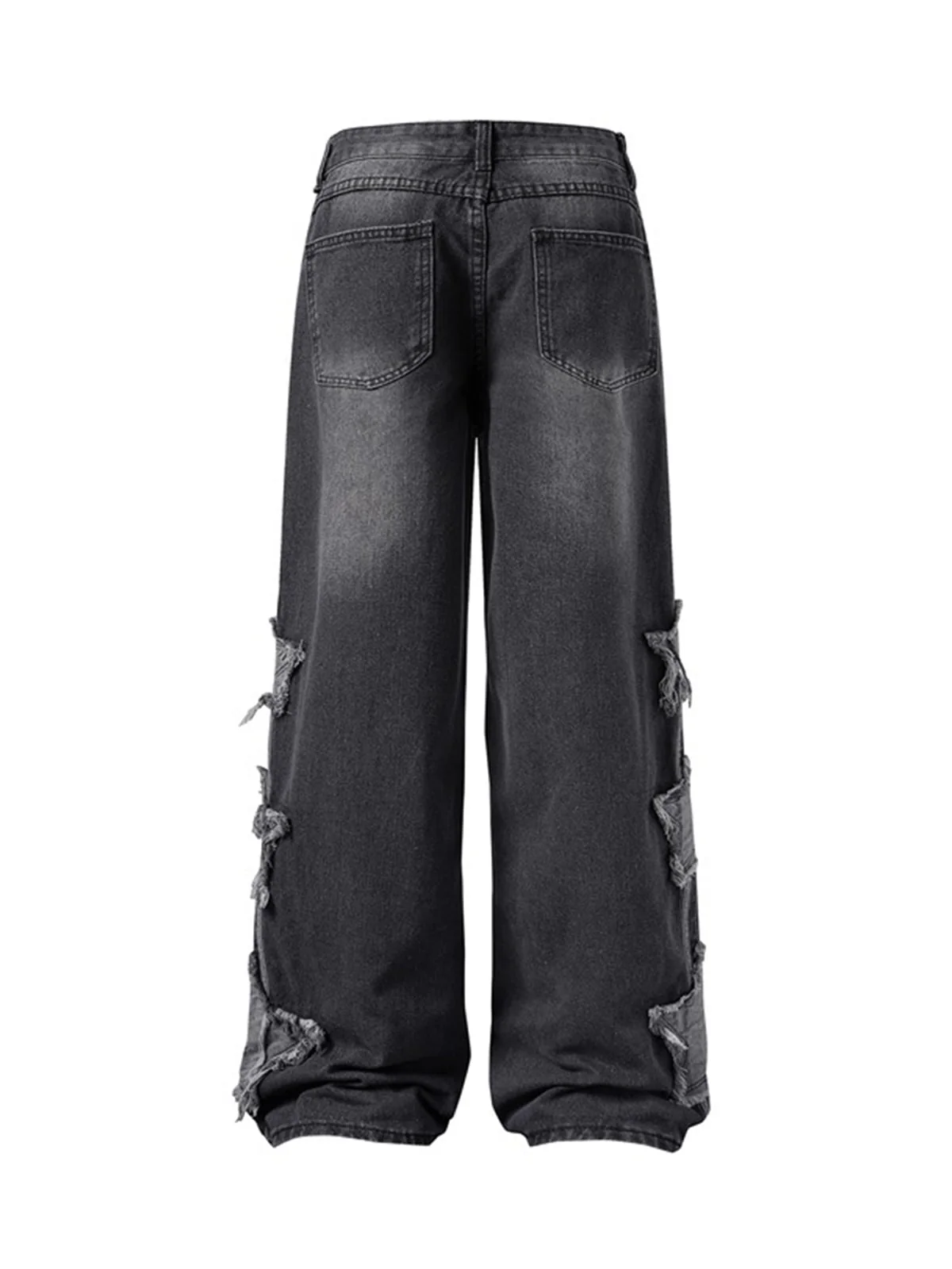 Distressed Raw Edge Baggy Jeans
