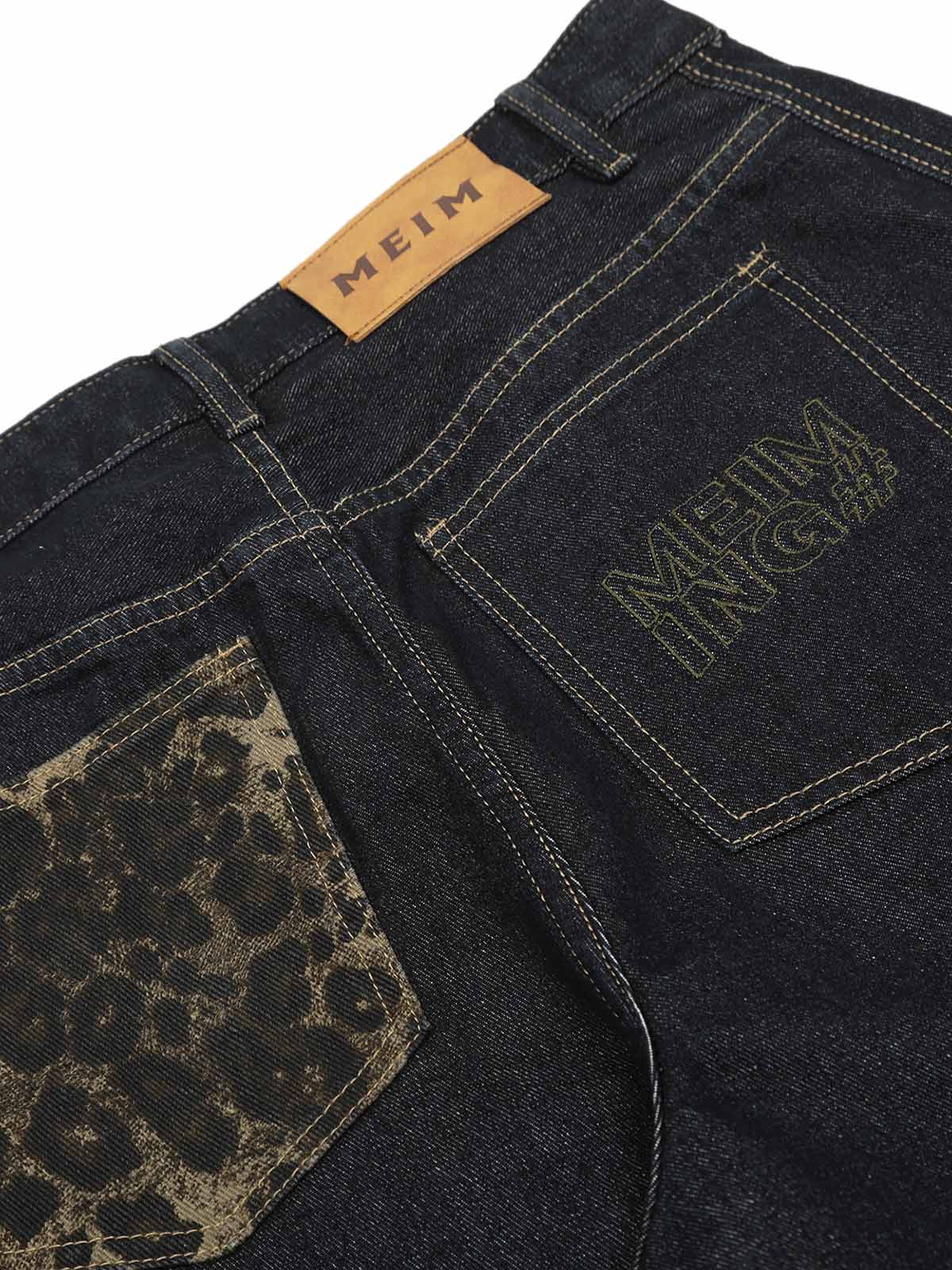 Deconstructed Cheetah Print Baggy Barrel Jeans - 2286