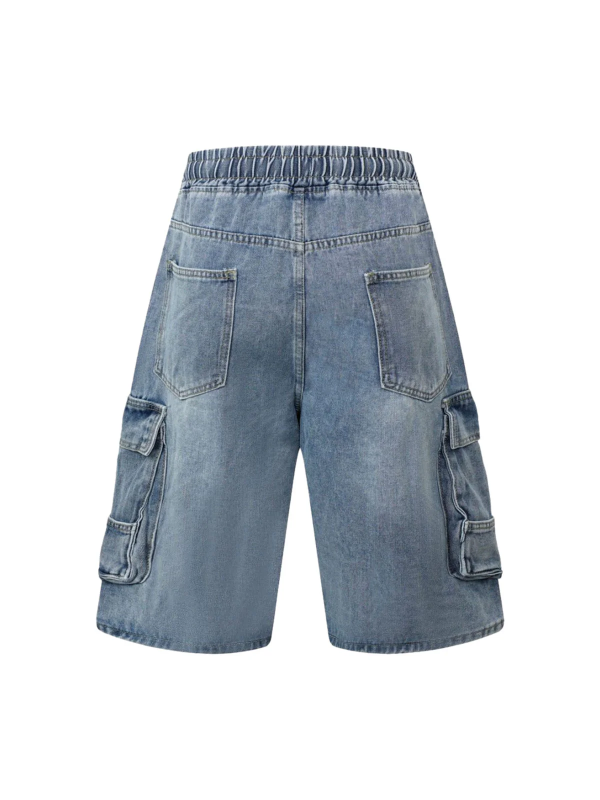 Washed Cargo Denim Shorts