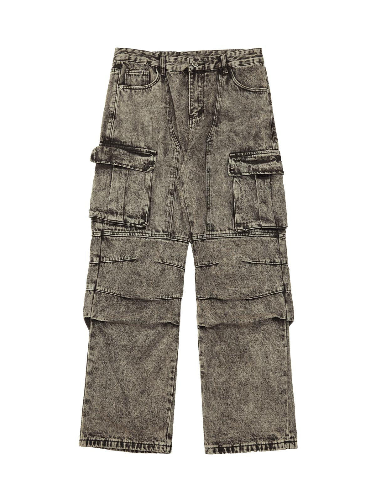 Thesupermade American Street Style Washed Distressed Work Jeans - 2354