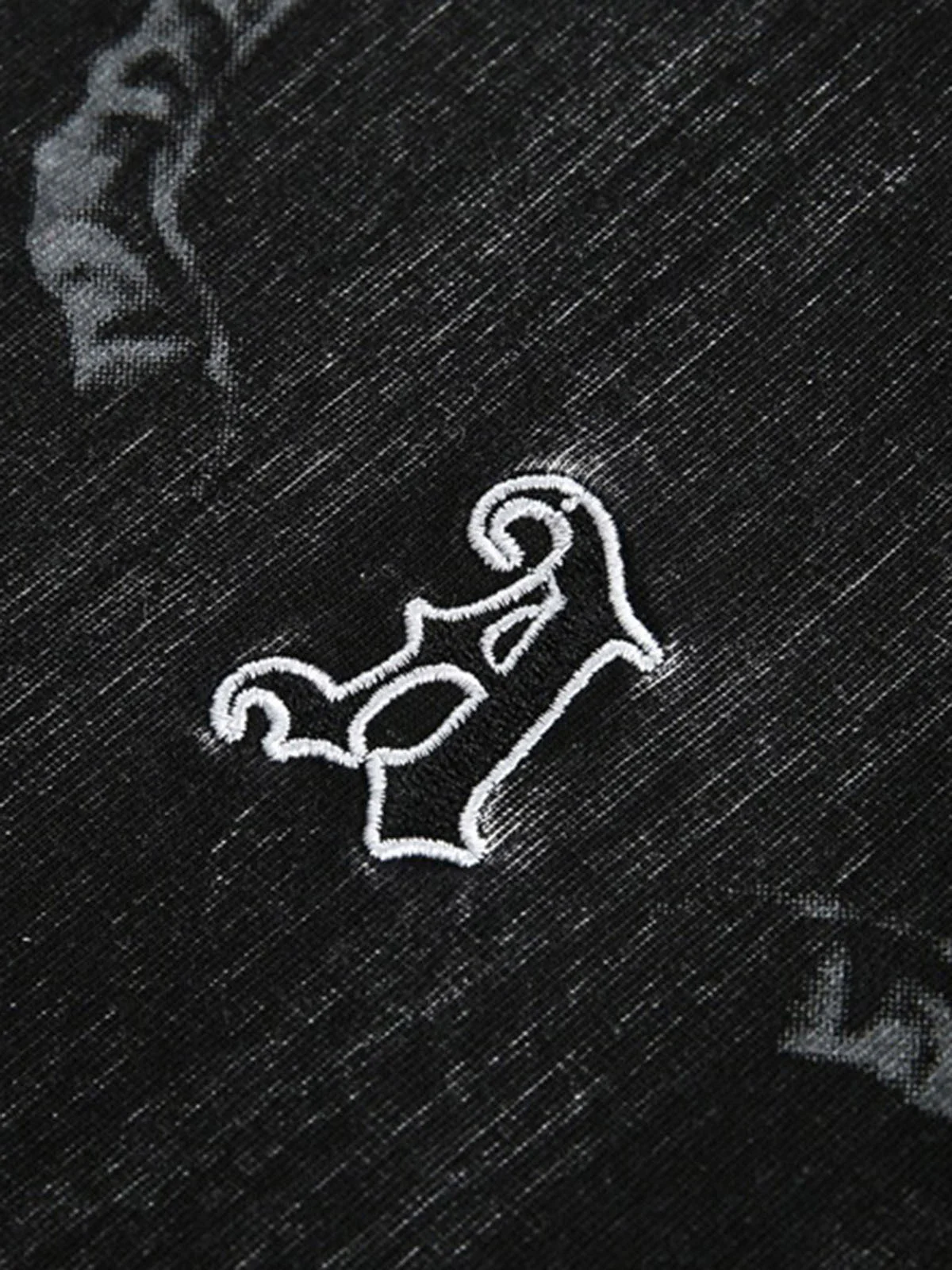 Distressed Embroidered Letter T-Shirt