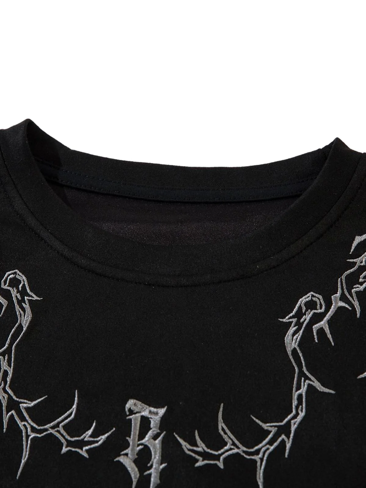 Thorn Embroidery Suede T-Shirt