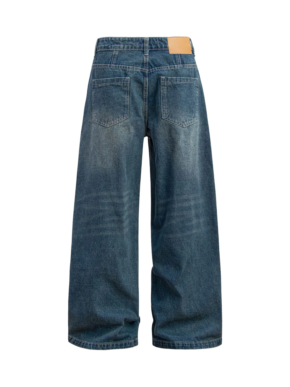 Washed Distressed Double Pleat Jeans